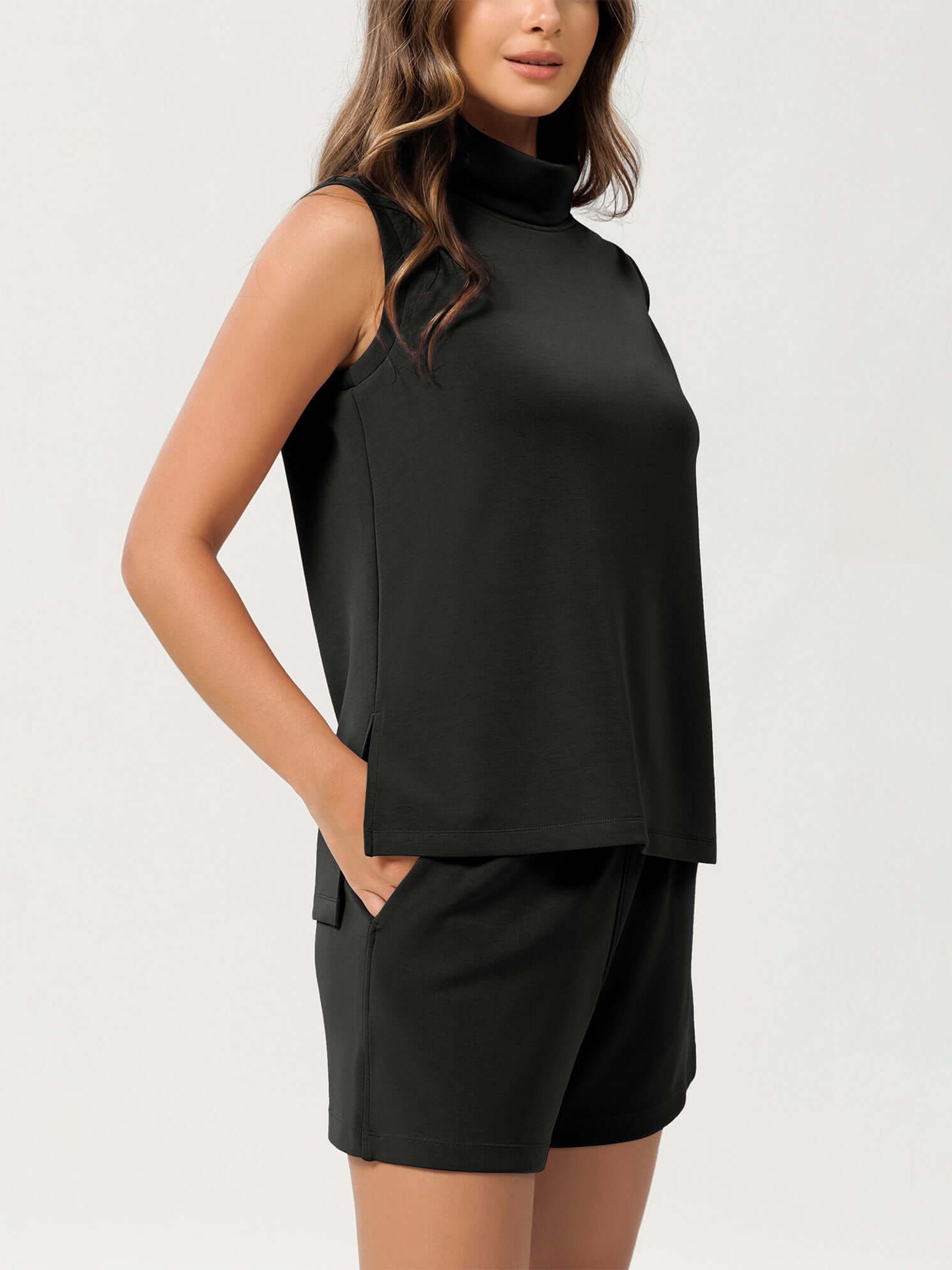 Modal Soft Casual Sleeveless Turtleneck Pullover Tops - ododos