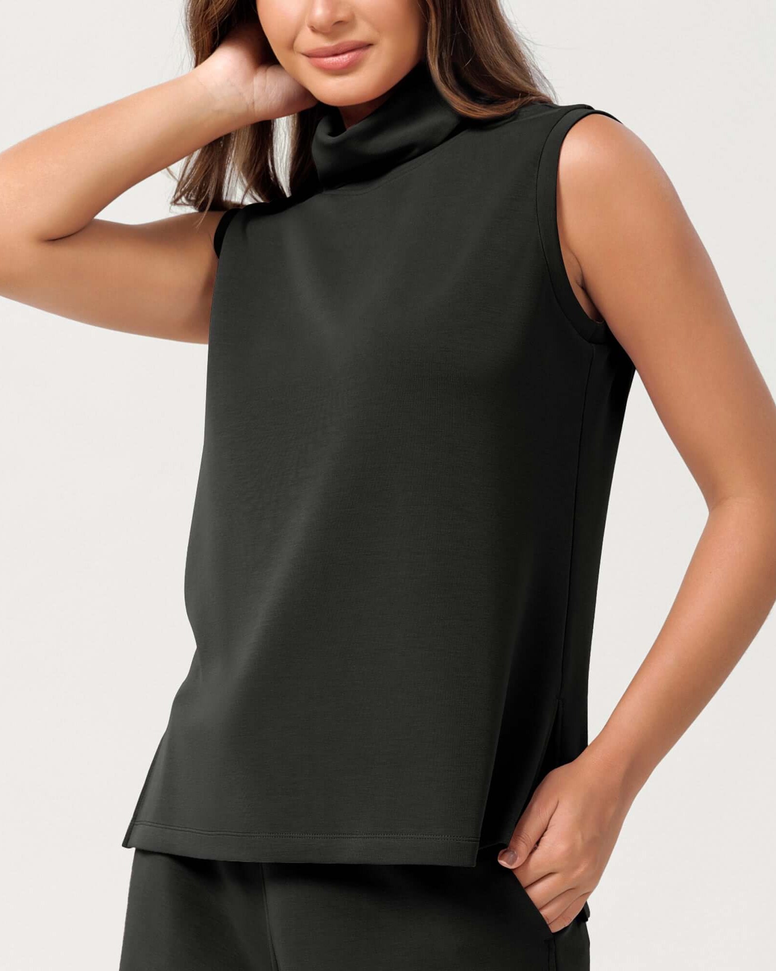 Modal Soft Casual Sleeveless Turtleneck Pullover Tops - ododos