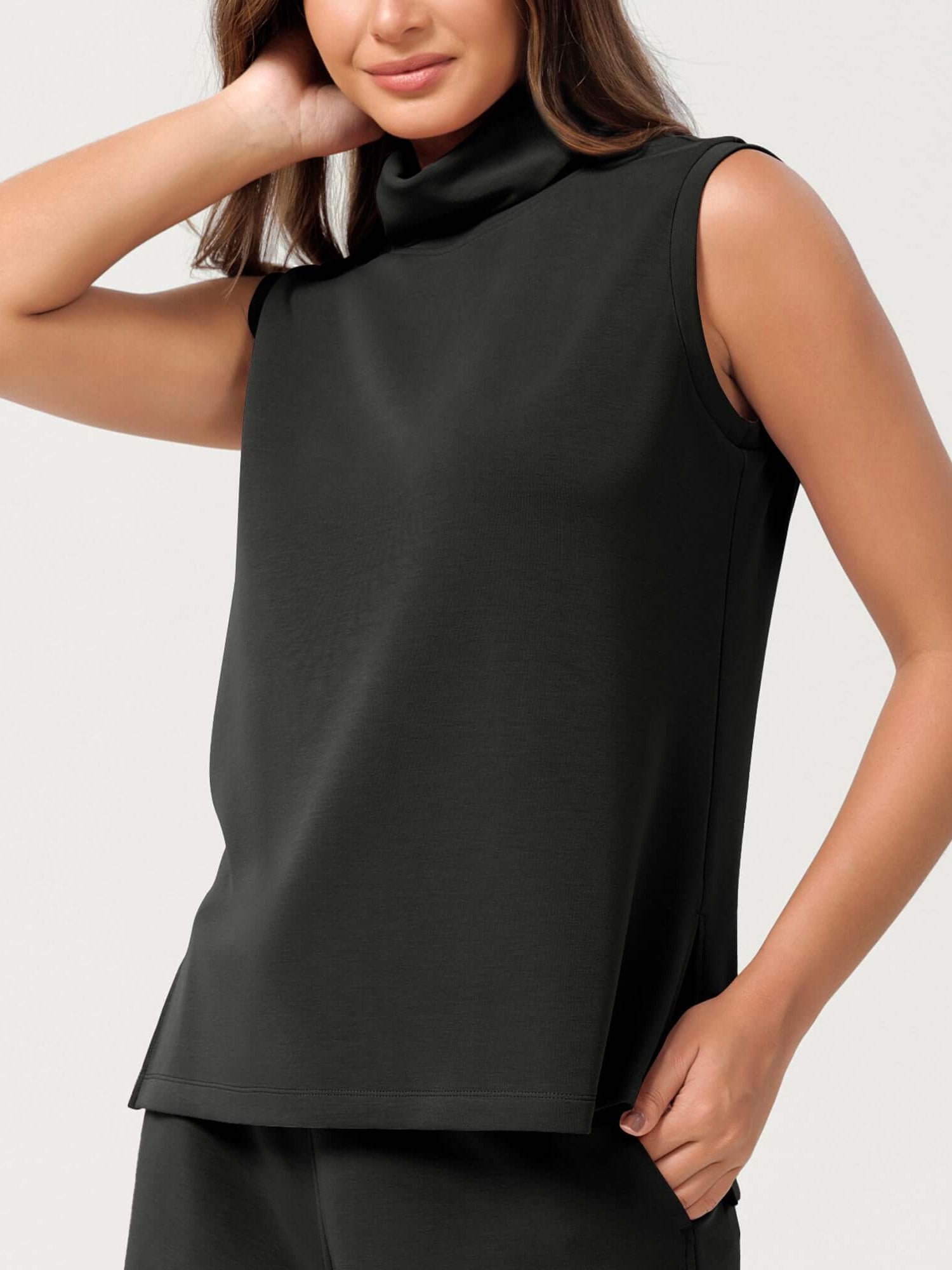 Modal Soft Casual Sleeveless Turtleneck Pullover Tops - ododos