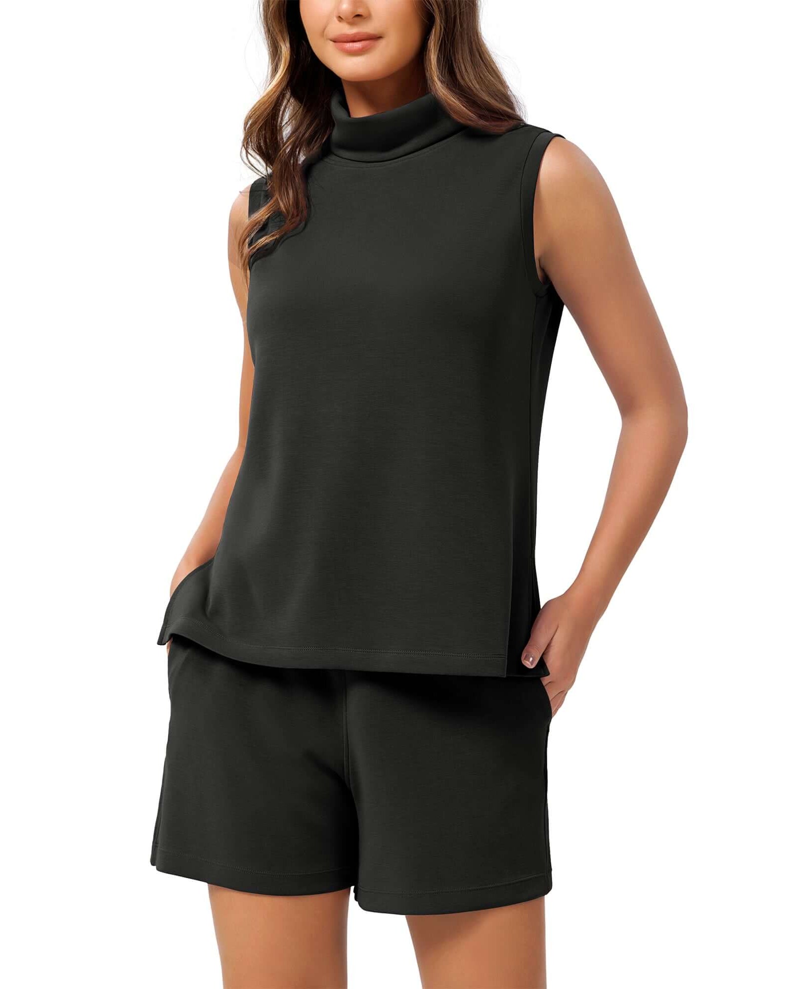 Modal Soft Casual Sleeveless Turtleneck Pullover Tops - ododos