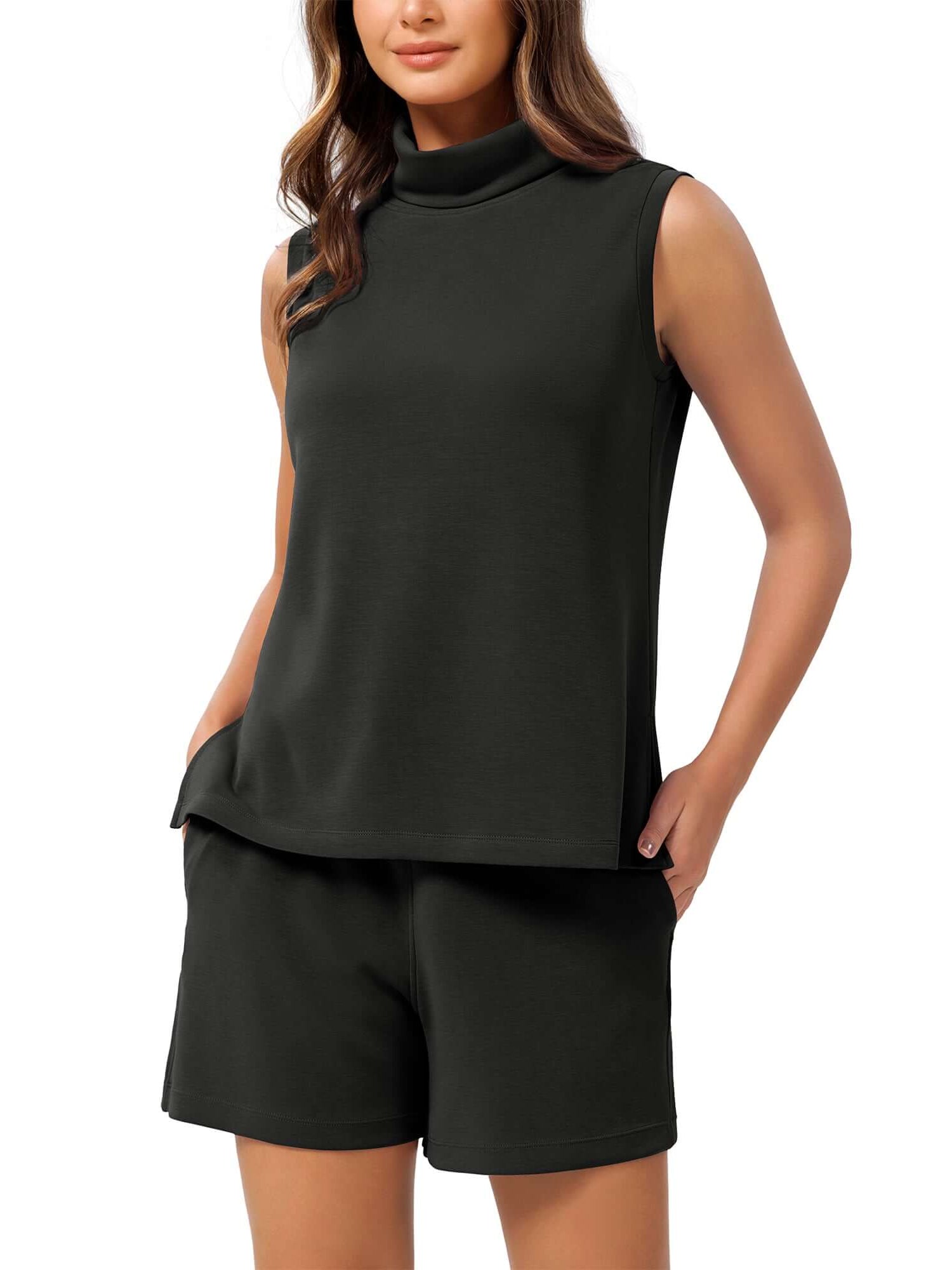 Modal Soft Casual Sleeveless Turtleneck Pullover Tops - ododos