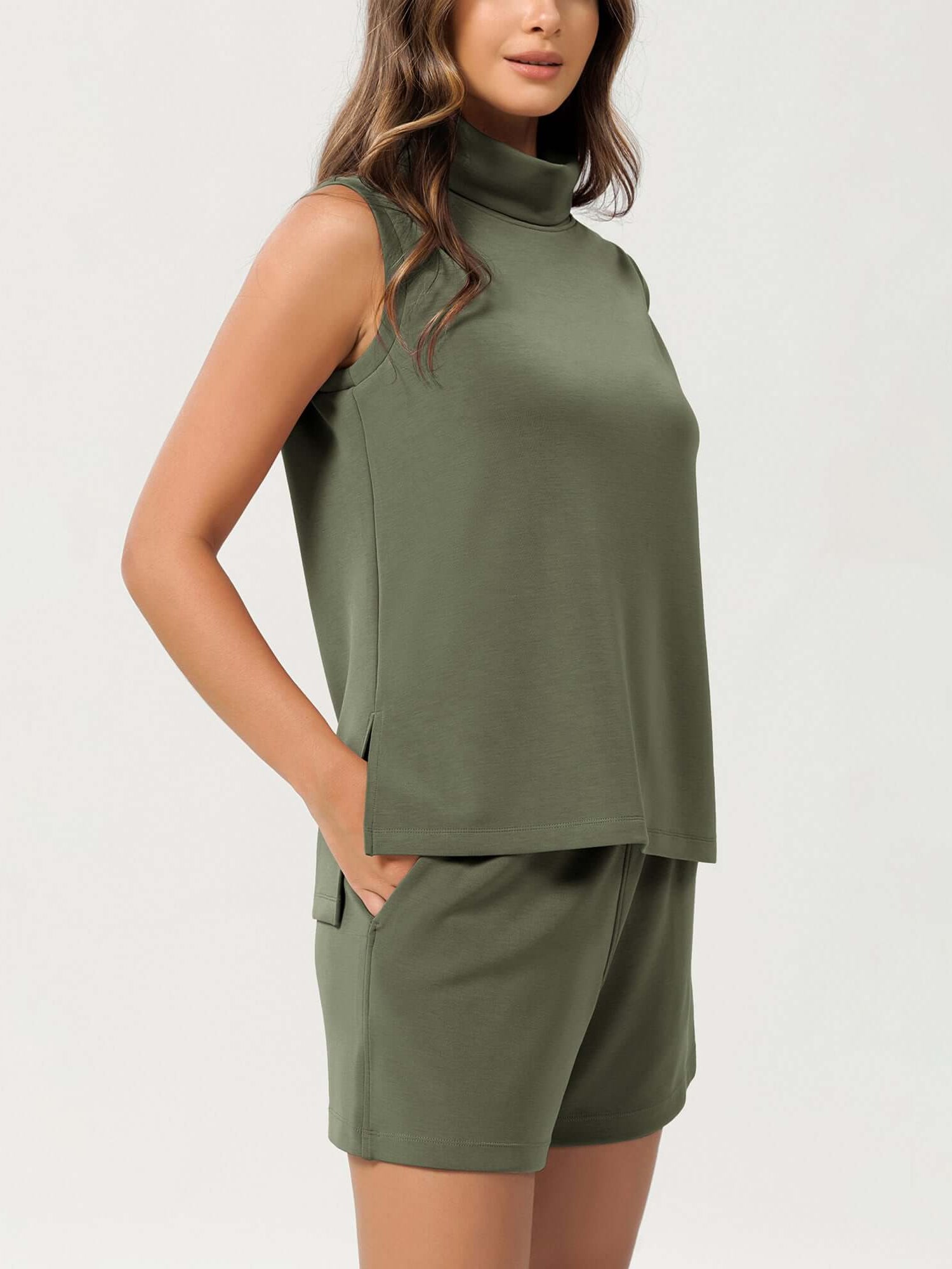 Modal Soft Casual Sleeveless Turtleneck Pullover Tops - ododos