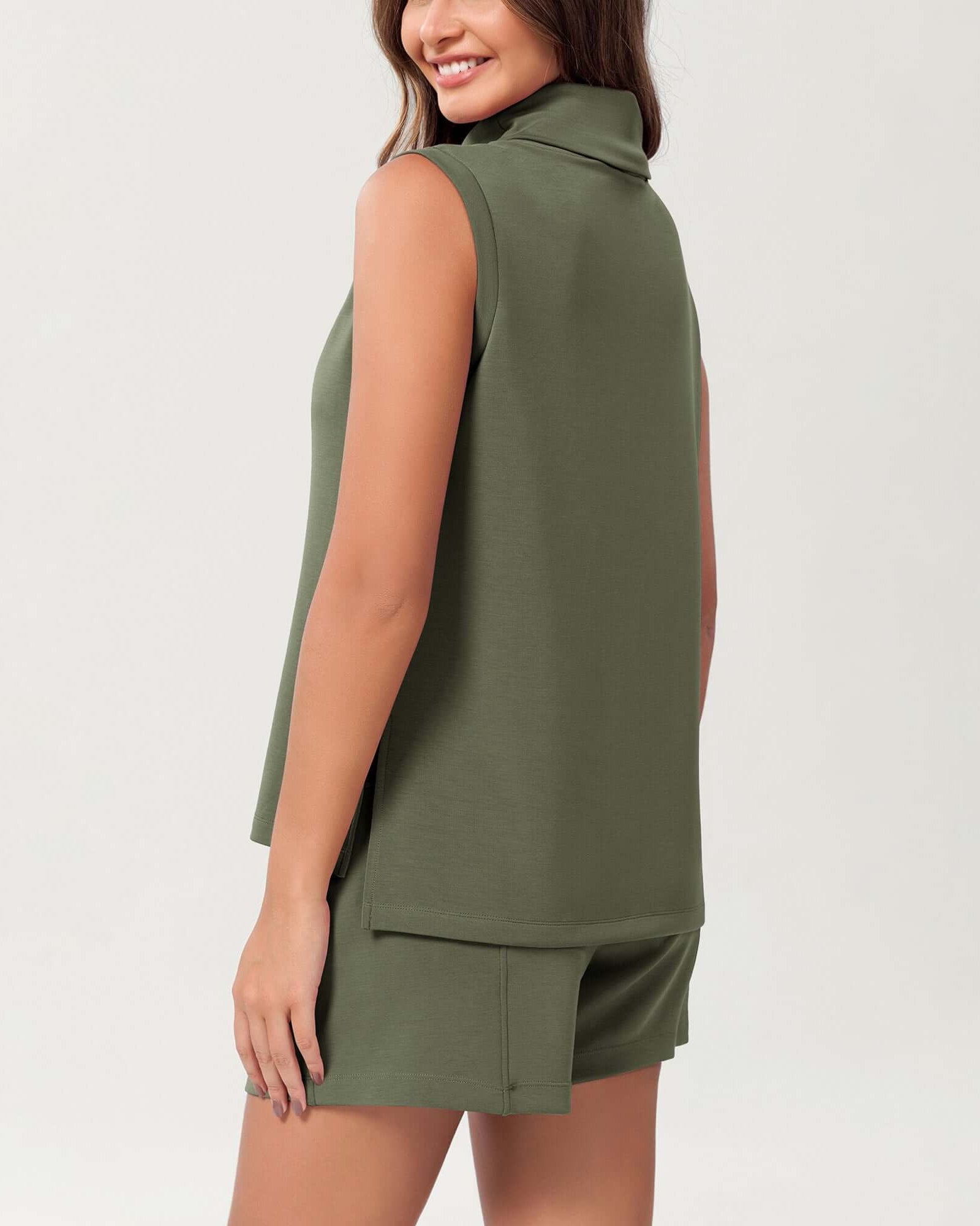 Modal Soft Casual Sleeveless Turtleneck Pullover Tops - ododos