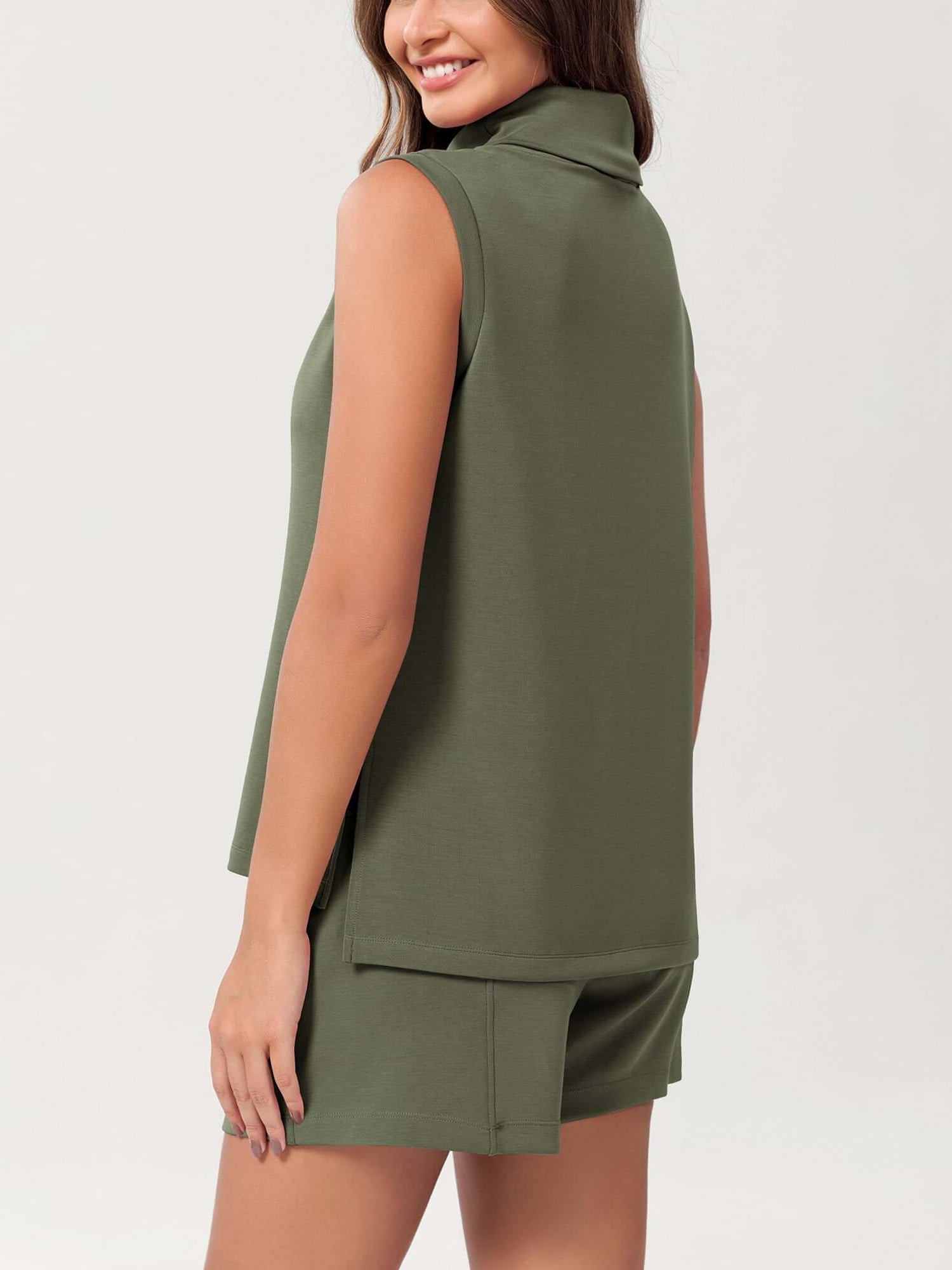Modal Soft Casual Sleeveless Turtleneck Pullover Tops - ododos