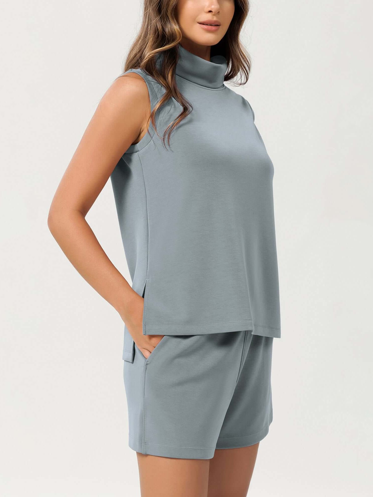 Modal Soft Casual Sleeveless Turtleneck Pullover Tops - ododos
