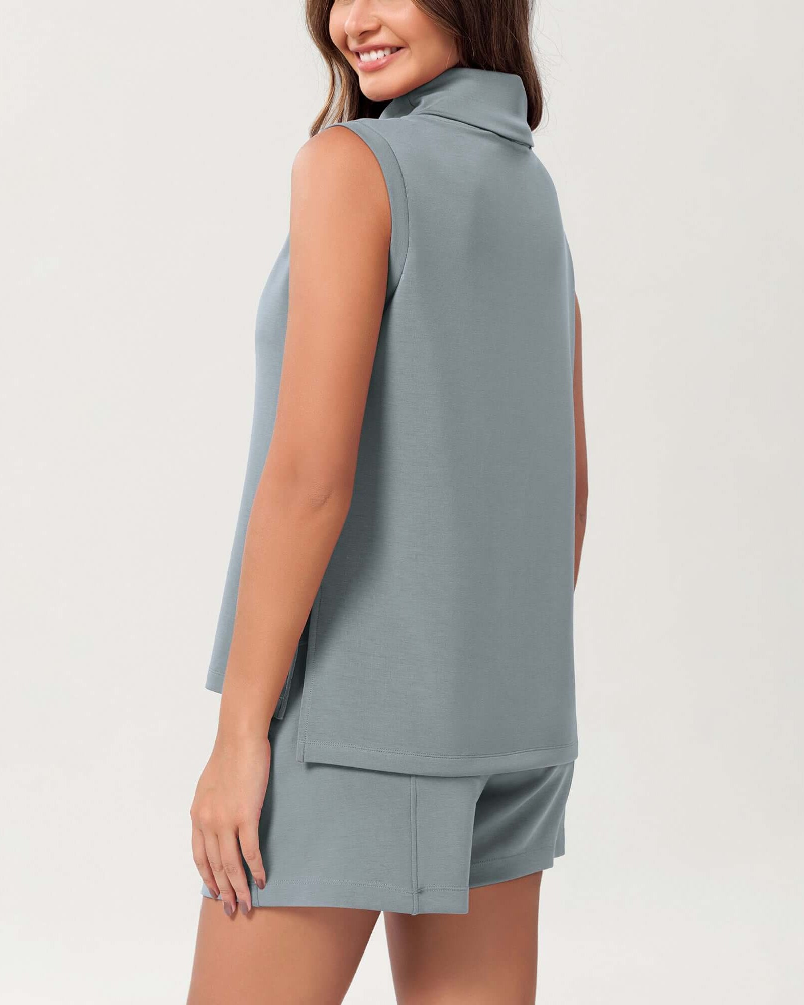 Modal Soft Casual Sleeveless Turtleneck Pullover Tops - ododos