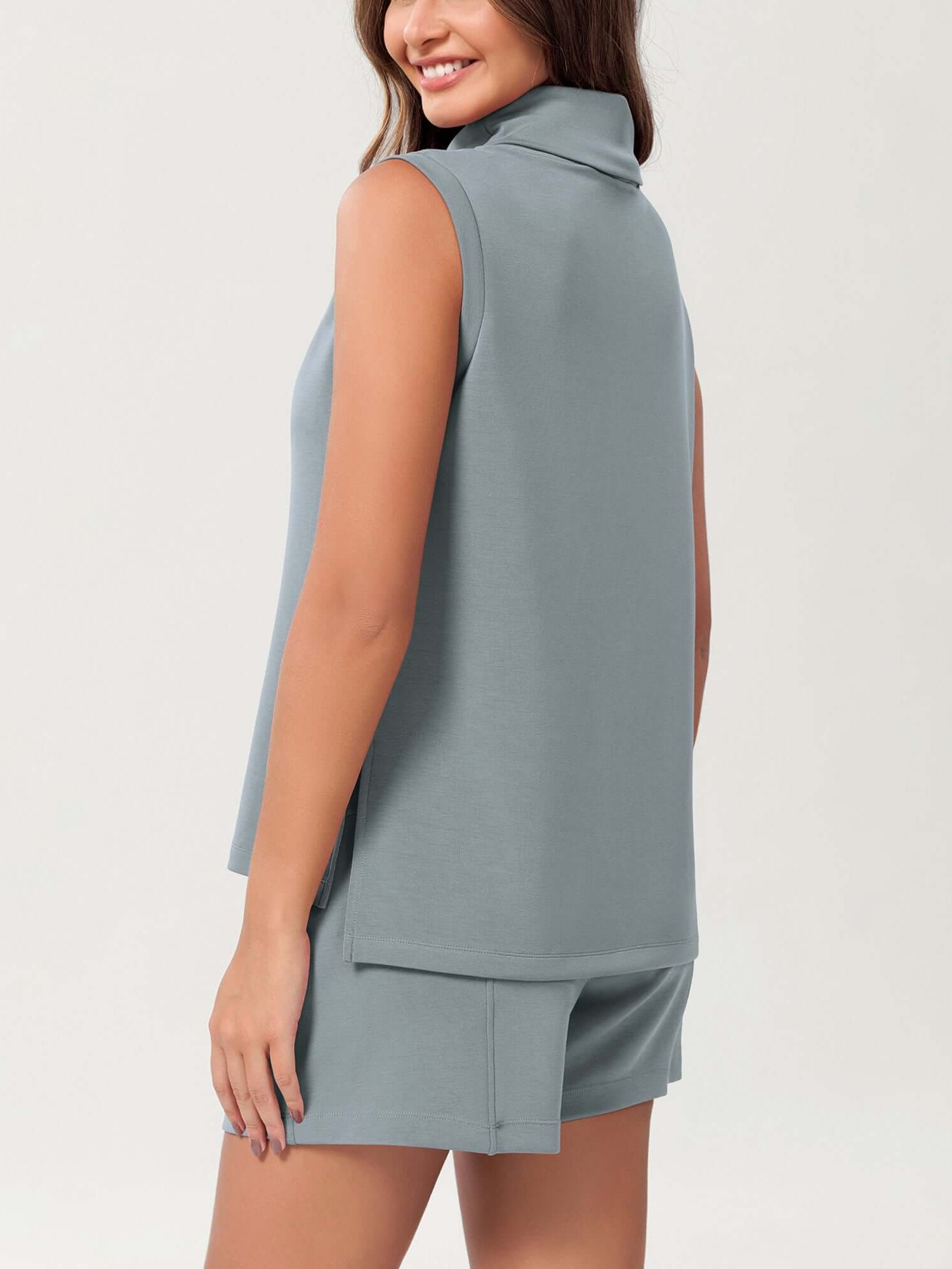 Modal Soft Casual Sleeveless Turtleneck Pullover Tops - ododos