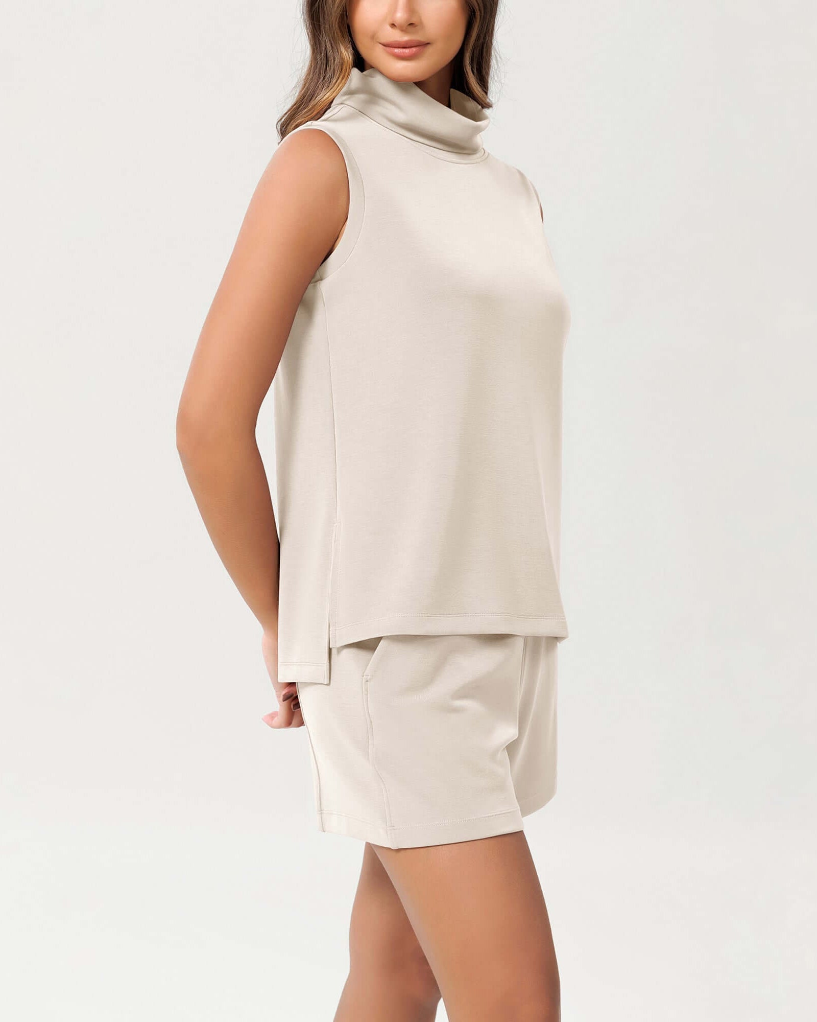 Modal Soft Casual Sleeveless Turtleneck Pullover Tops - ododos
