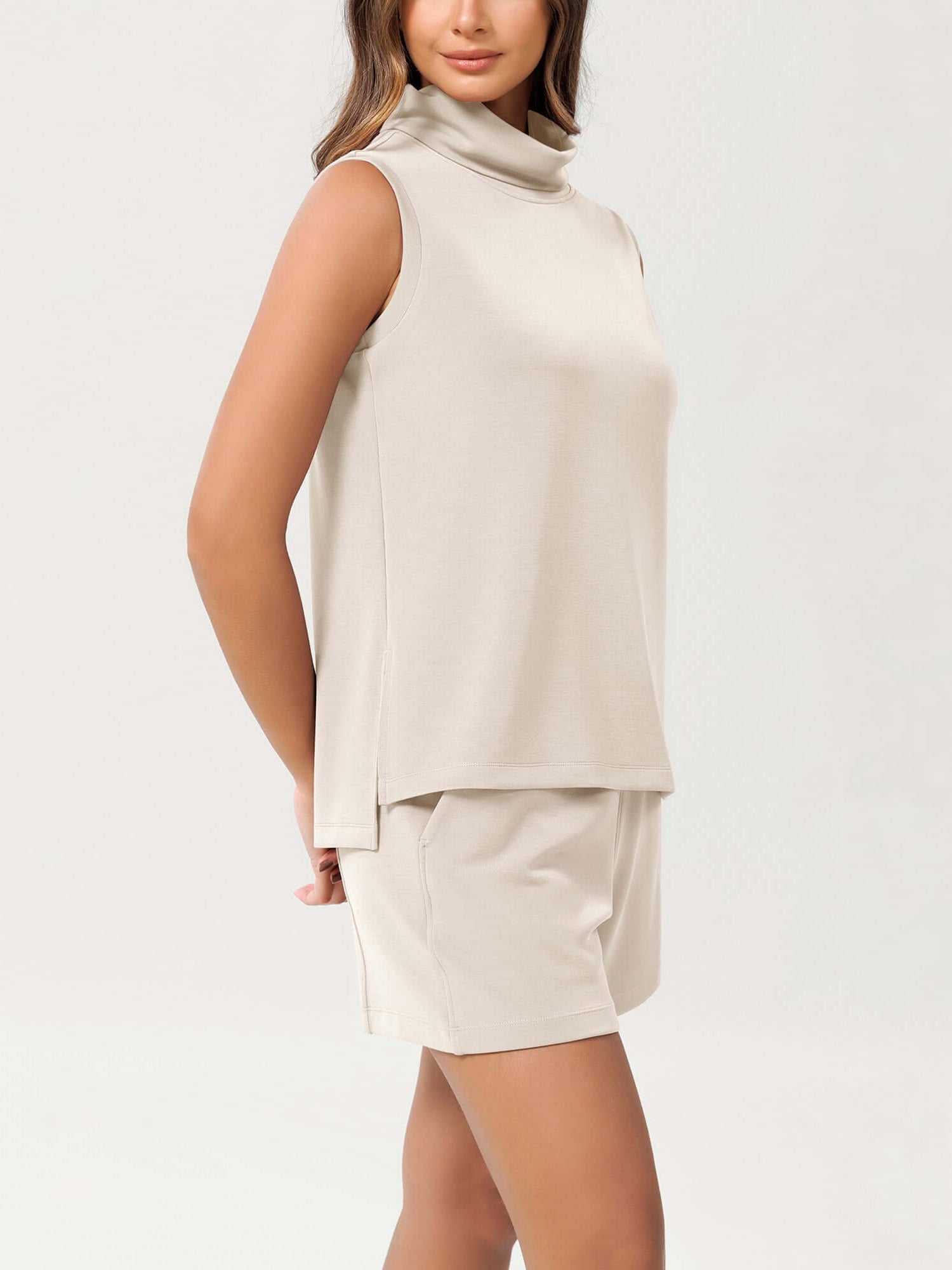 Modal Soft Casual Sleeveless Turtleneck Pullover Tops - ododos