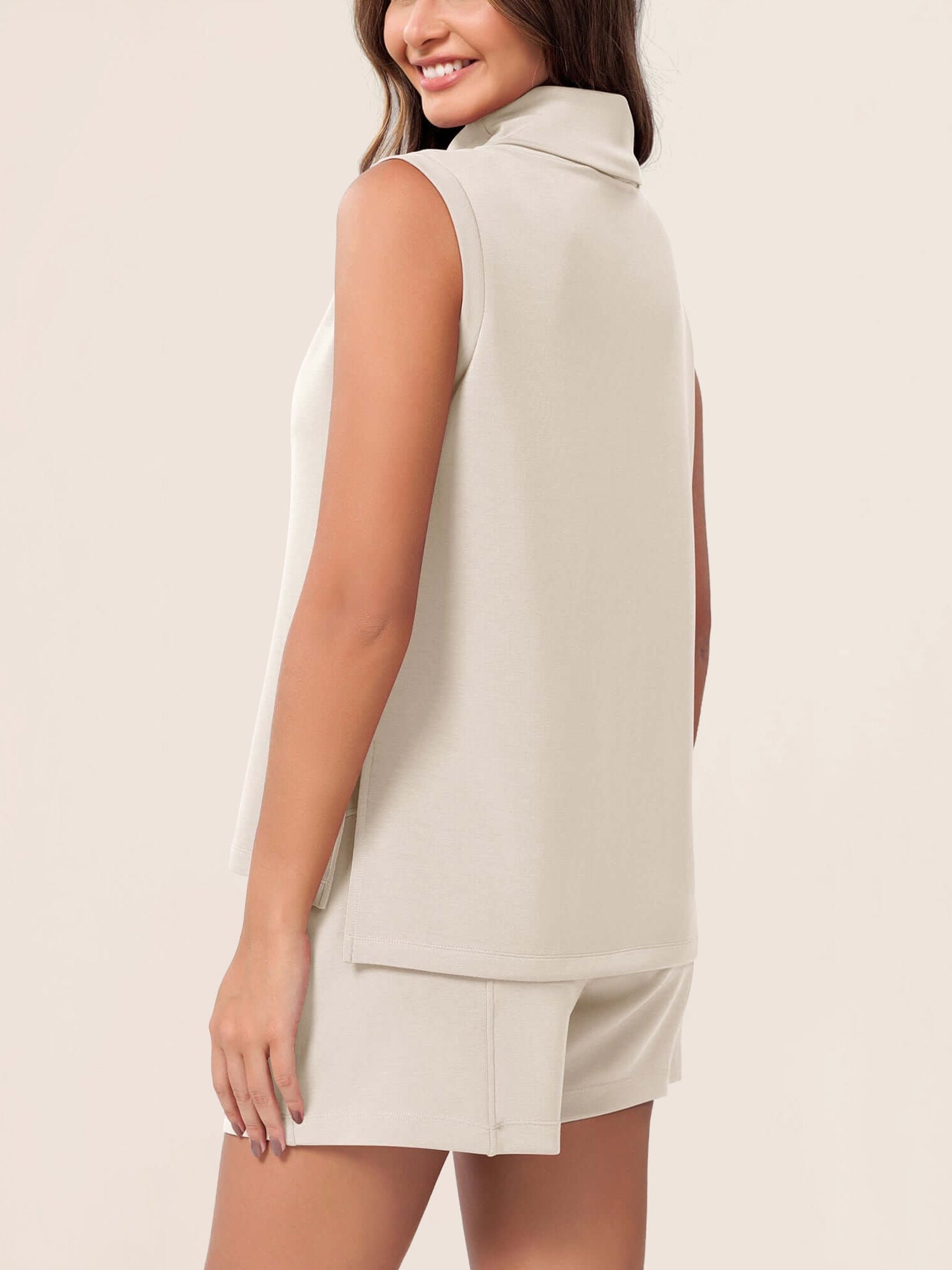 Modal Soft Casual Sleeveless Turtleneck Pullover Tops - ododos