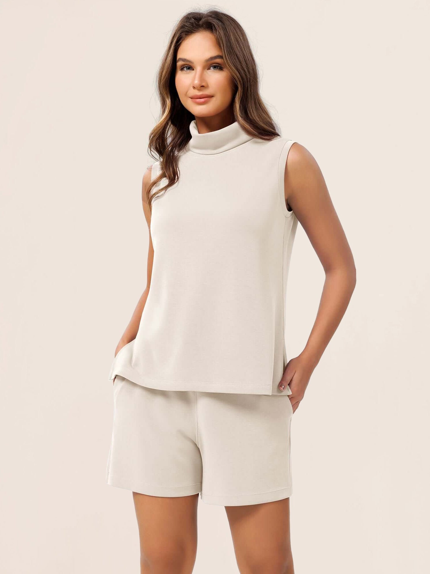 Modal Soft Casual Sleeveless Turtleneck Pullover Tops - ododos