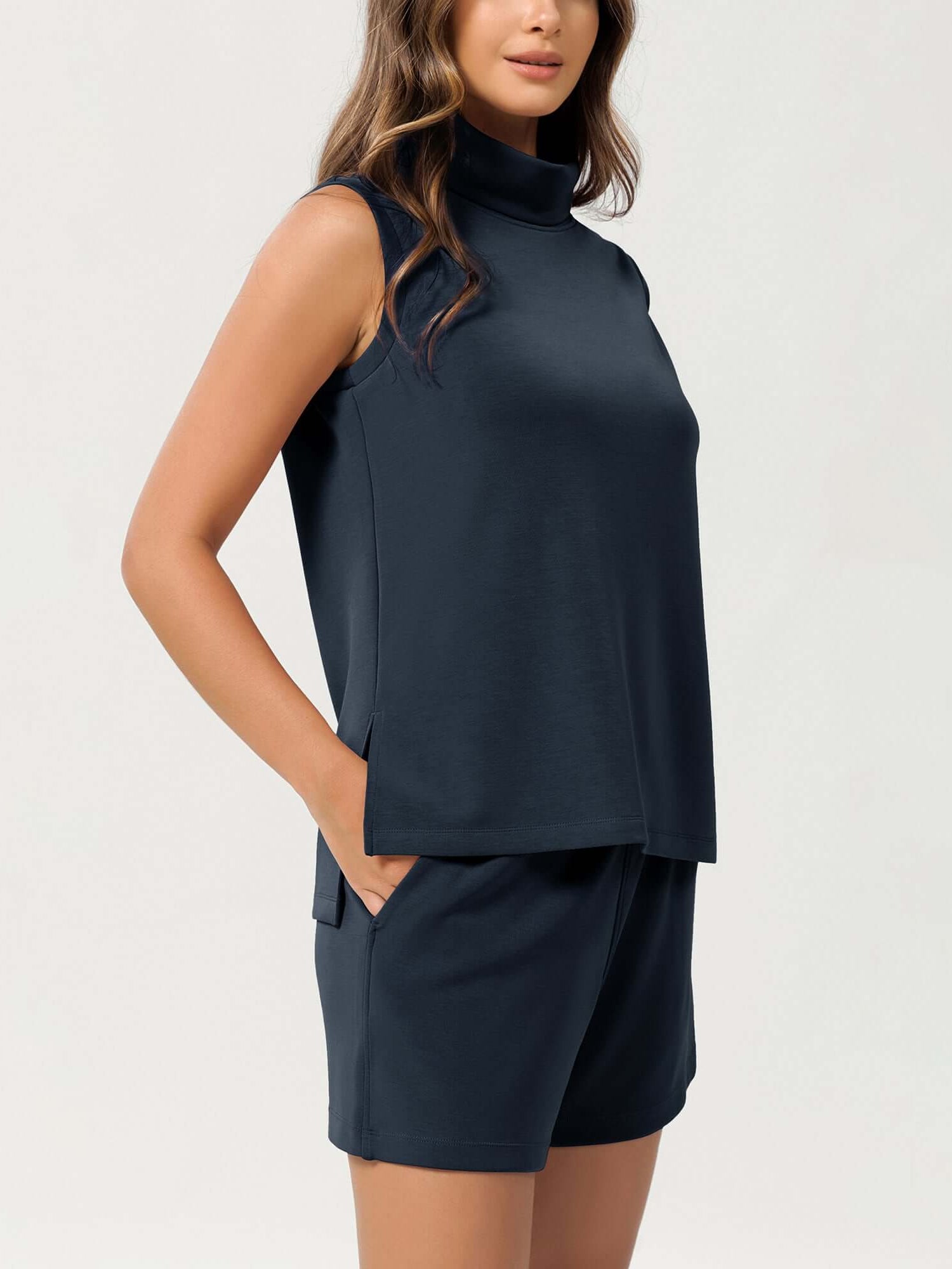 Modal Soft Casual Sleeveless Turtleneck Pullover Tops - ododos
