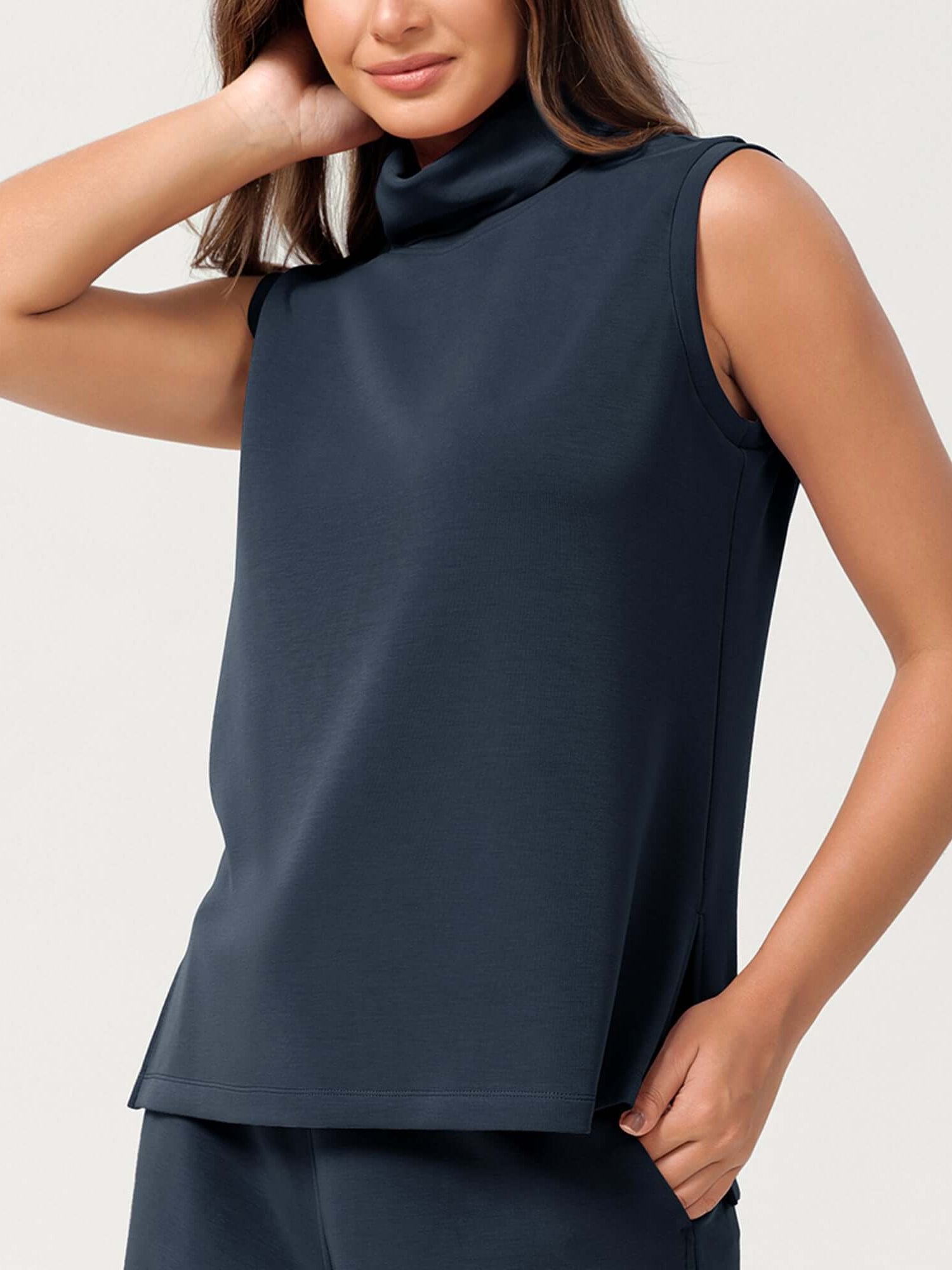 Modal Soft Casual Sleeveless Turtleneck Pullover Tops - ododos