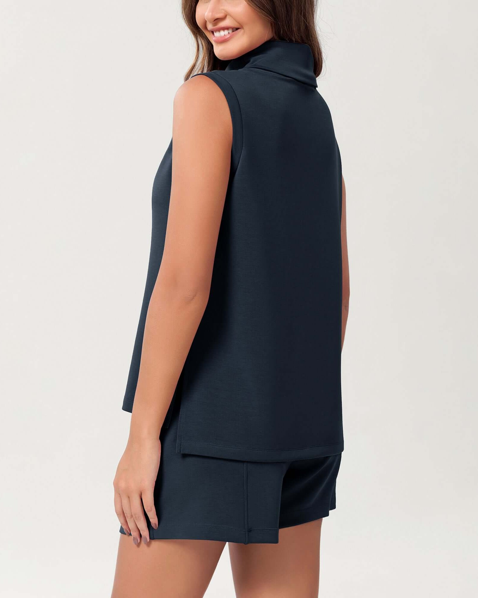 Modal Soft Casual Sleeveless Turtleneck Pullover Tops - ododos