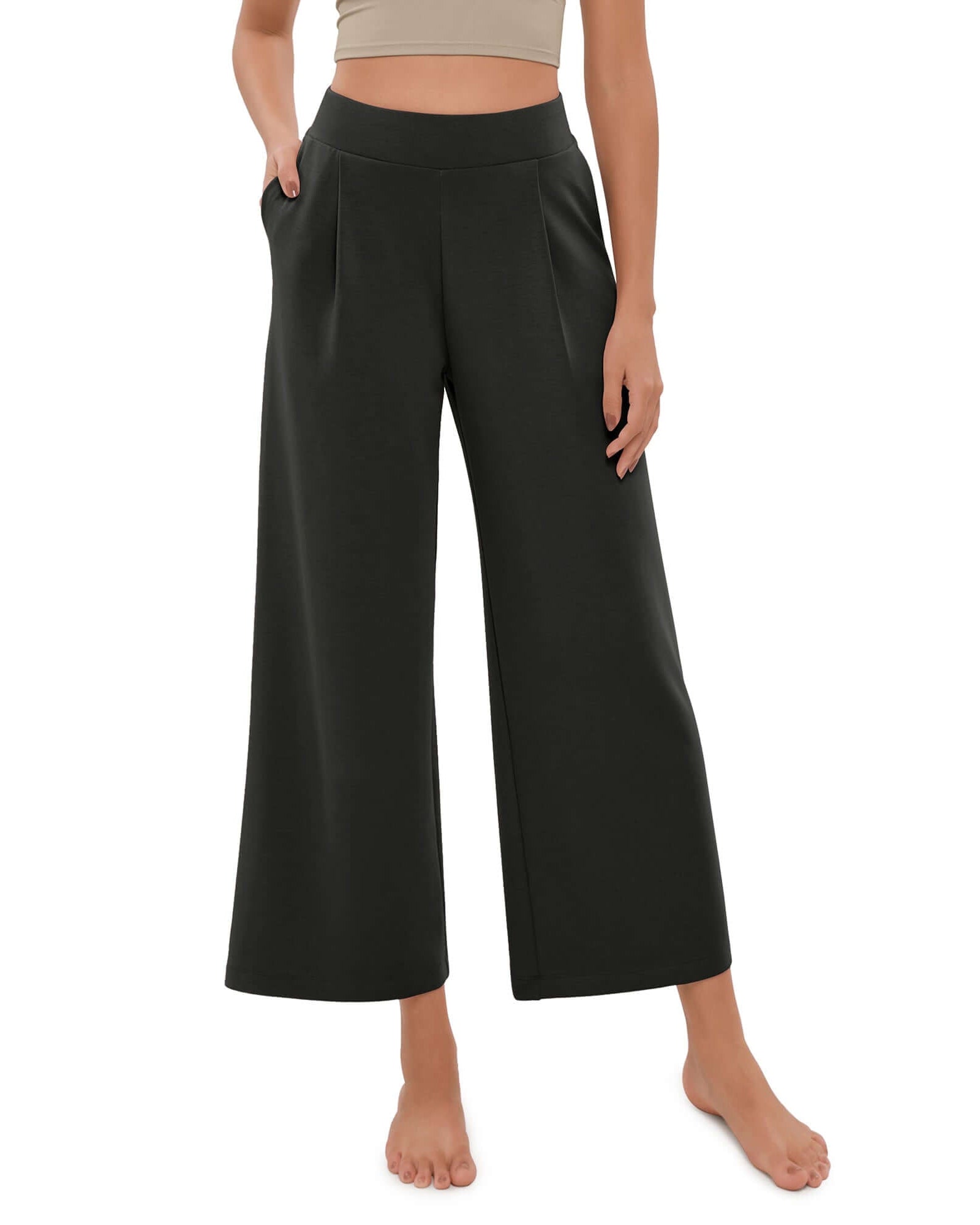 Modal Soft Wide Leg Cropped Casual Pants - ododos