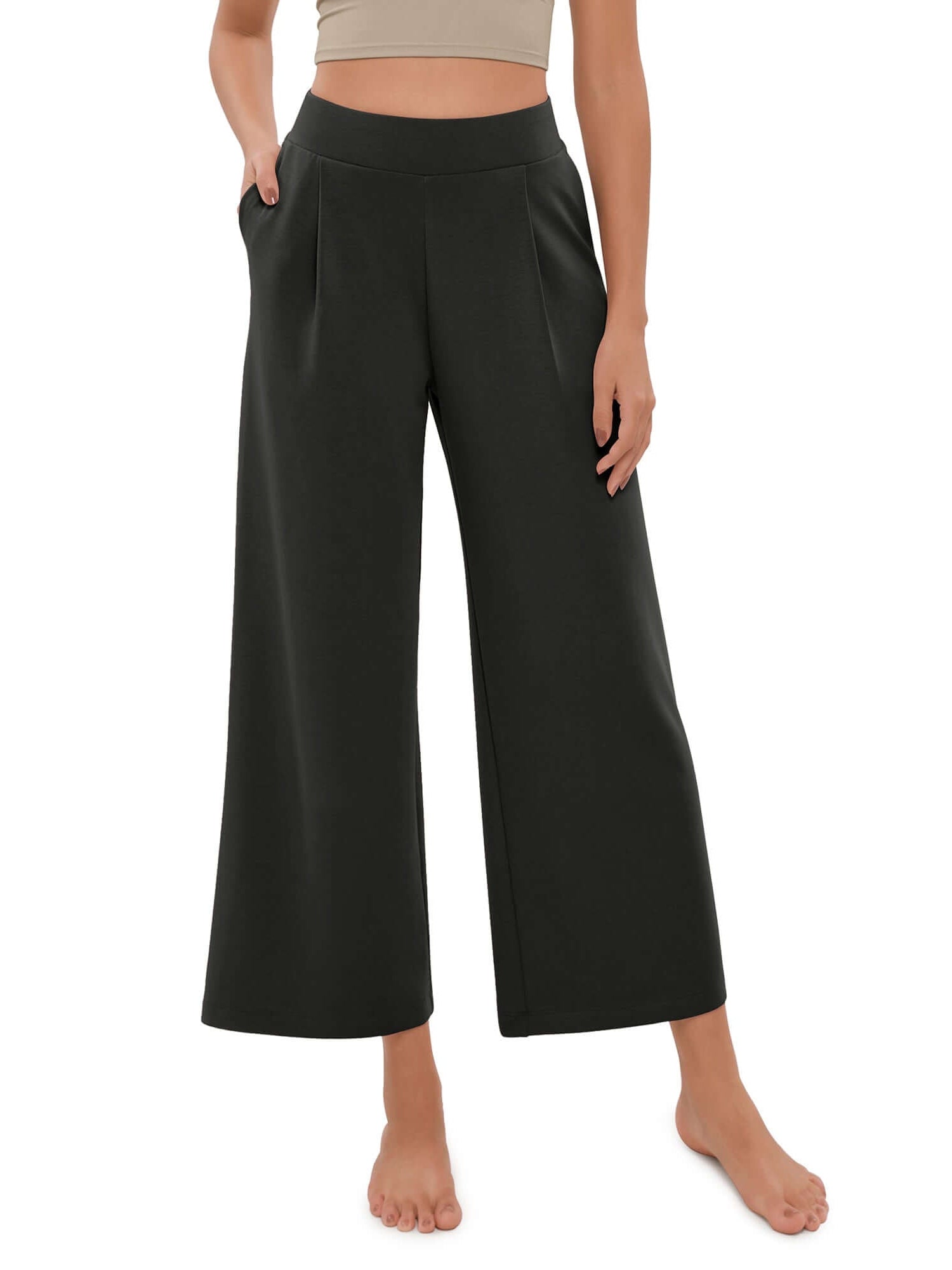 Modal Soft Wide Leg Cropped Casual Pants - ododos