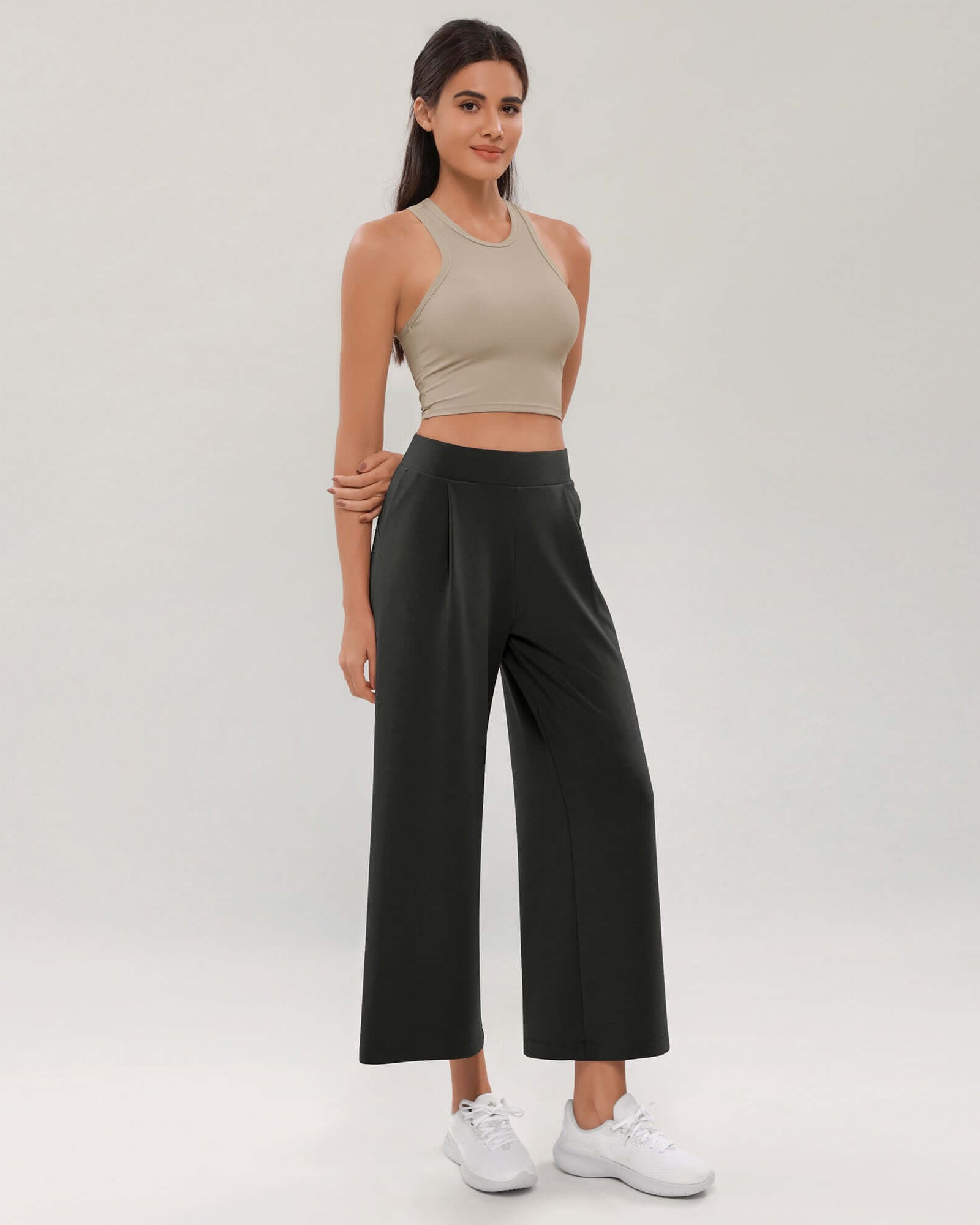 Modal Soft Wide Leg Cropped Casual Pants - ododos