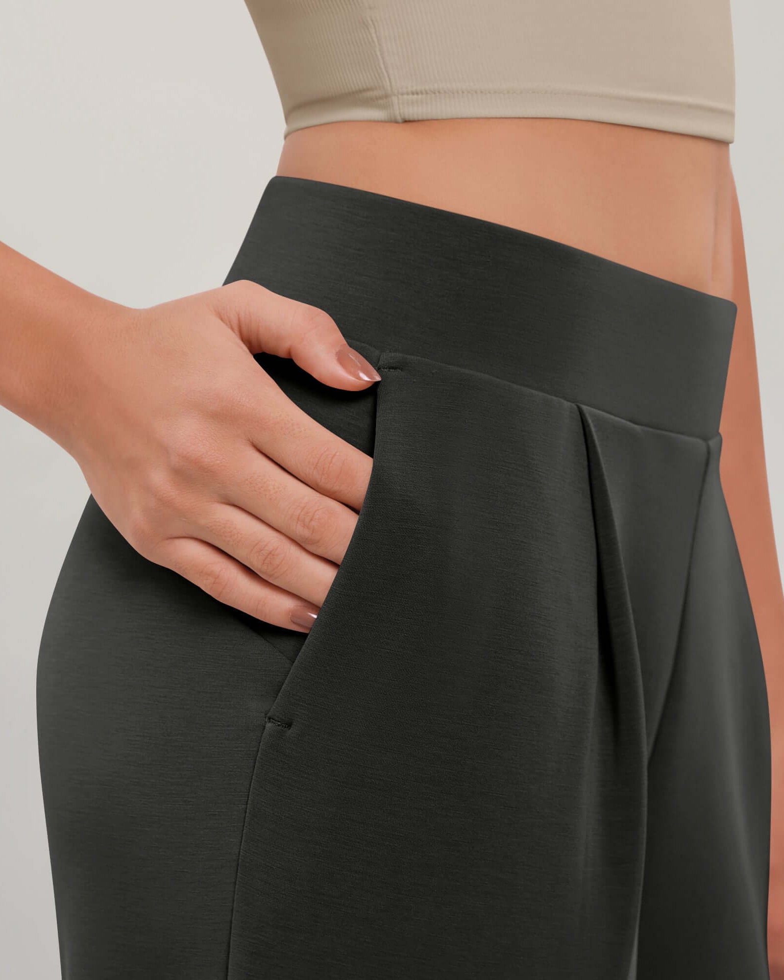 Modal Soft Wide Leg Cropped Casual Pants - ododos