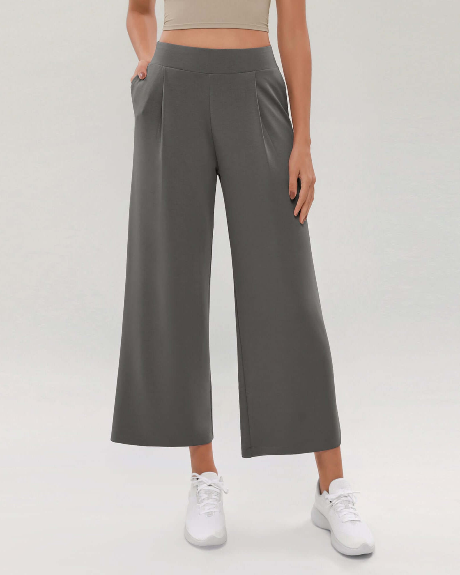 Modal Soft Wide Leg Cropped Casual Pants - ododos