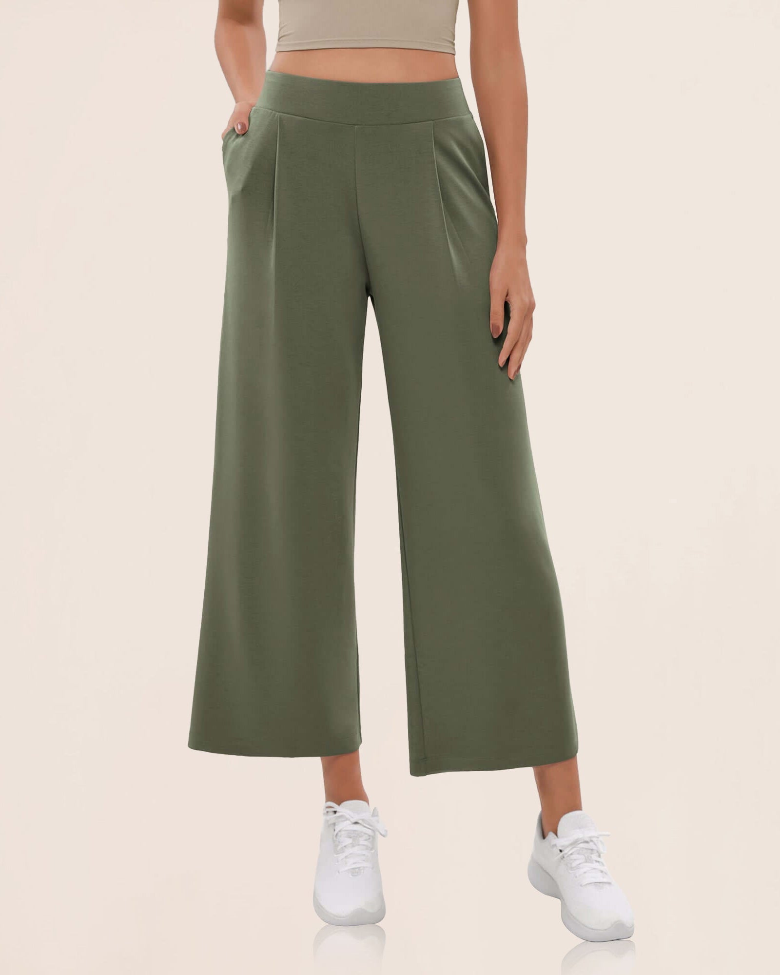 Modal Soft Wide Leg Cropped Casual Pants - ododos