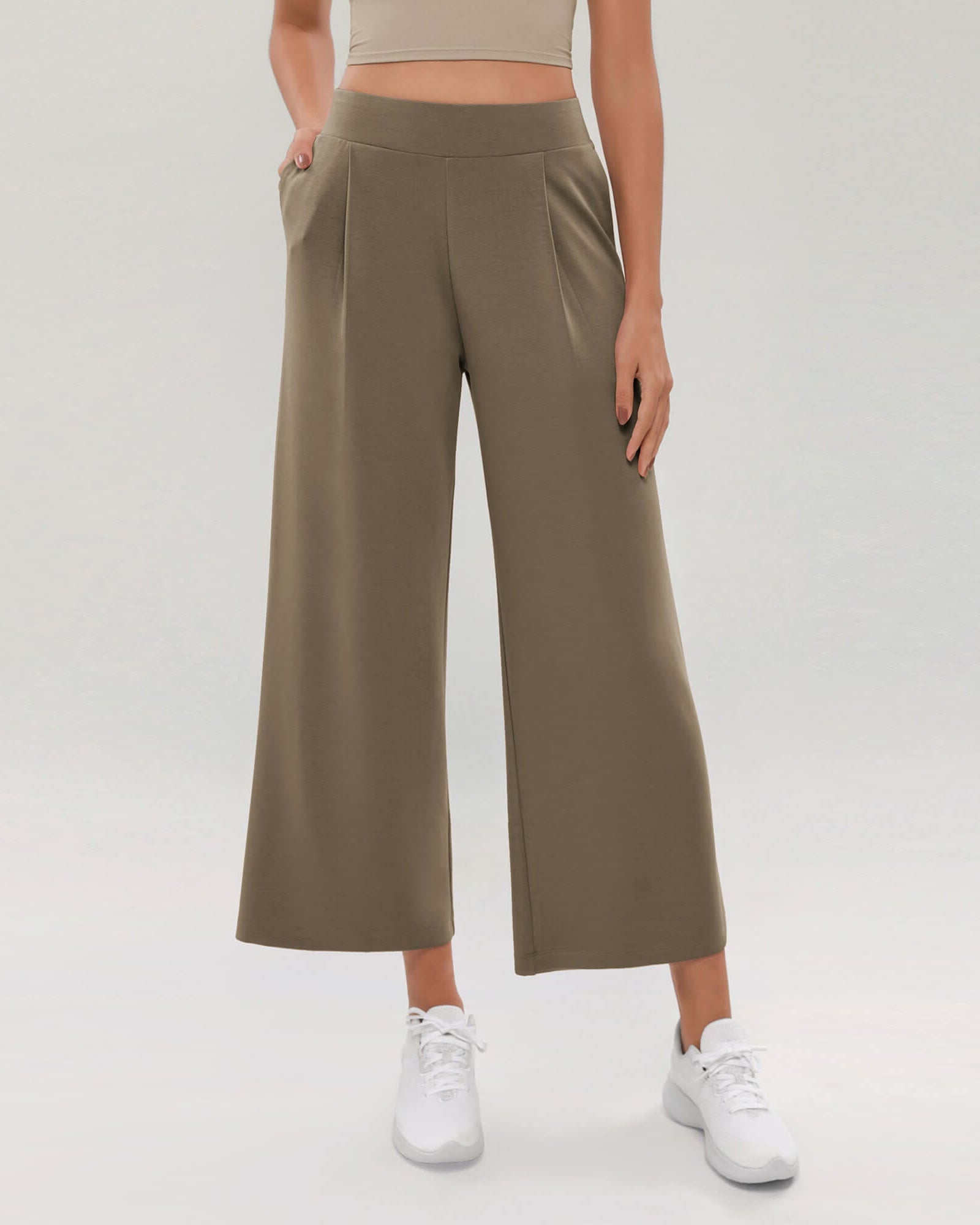 Modal Soft Wide Leg Cropped Casual Pants - ododos