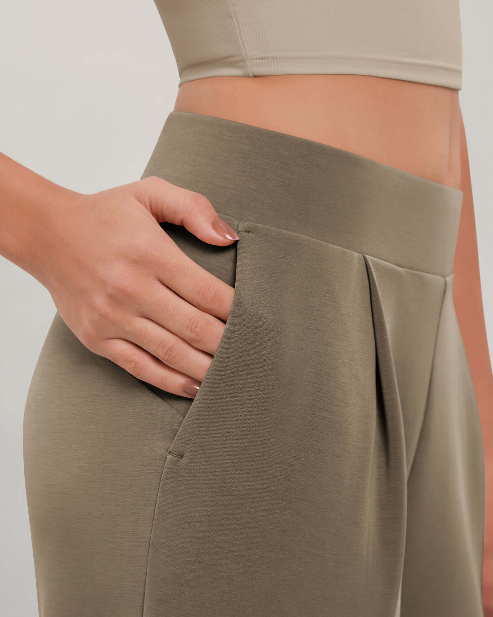 Modal Soft Wide Leg Cropped Casual Pants - ododos