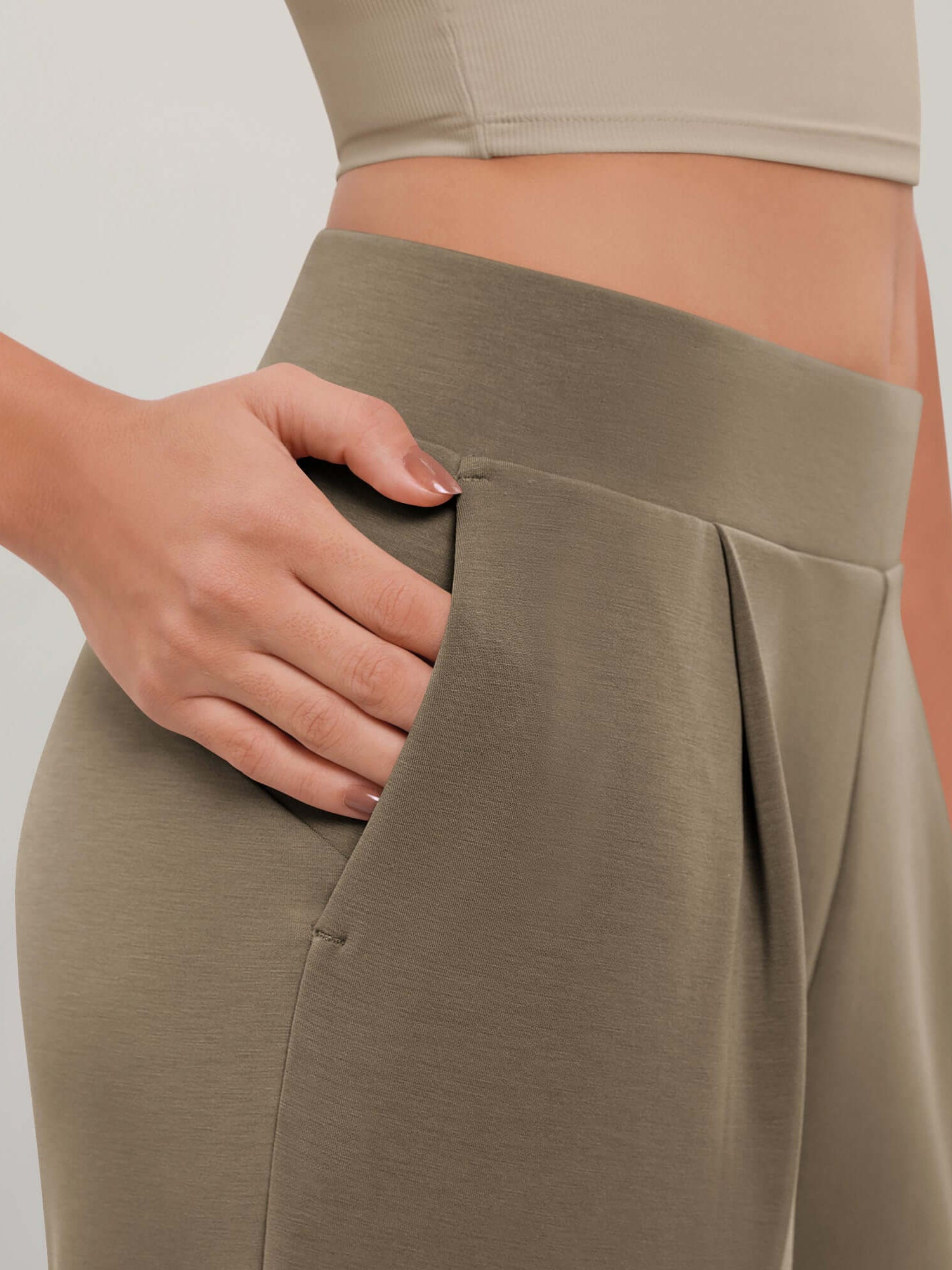Modal Soft Wide Leg Cropped Casual Pants - ododos