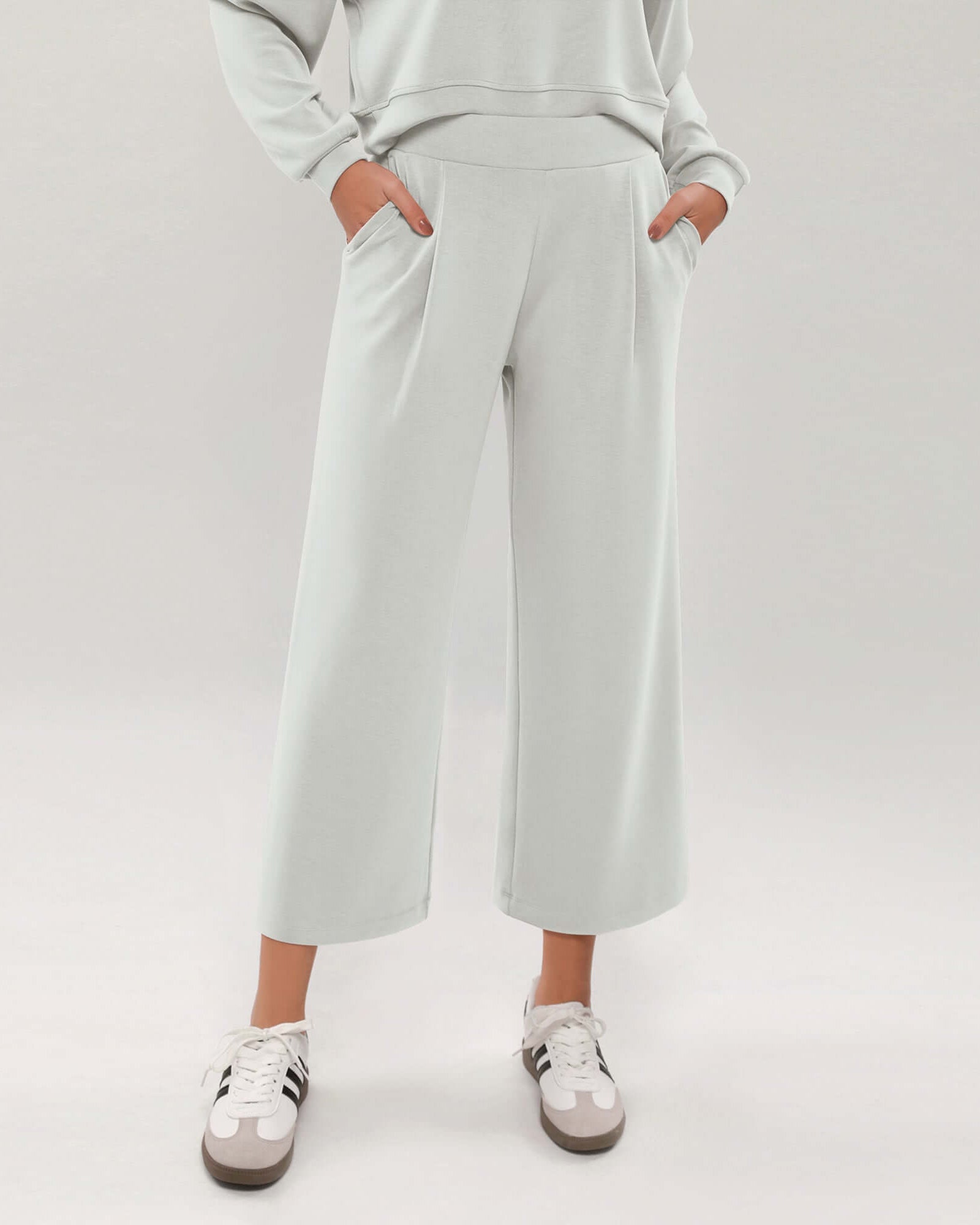 Modal Soft Wide Leg Cropped Casual Pants - ododos