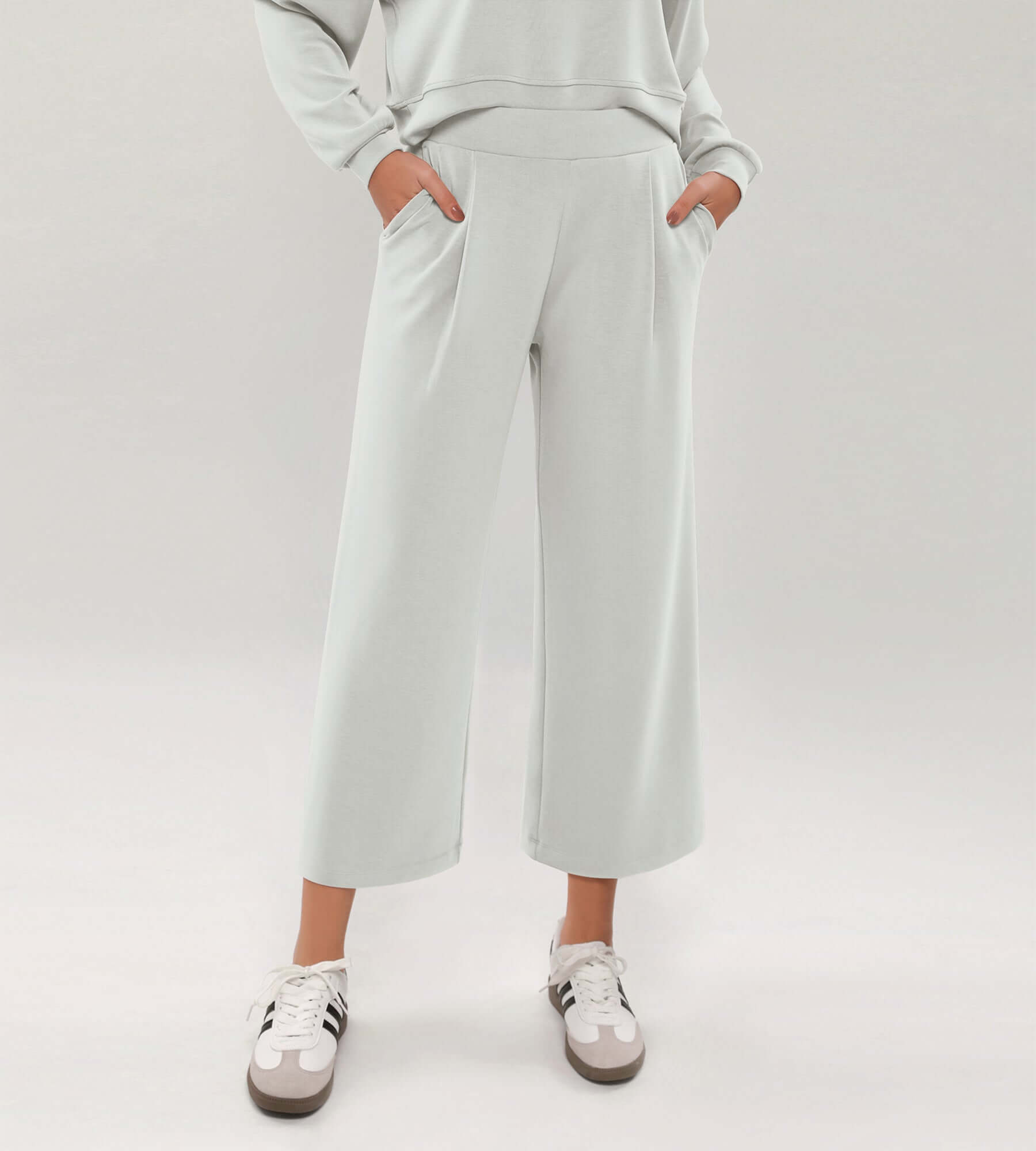 Modal Soft Wide Leg Cropped Casual Pants - ododos