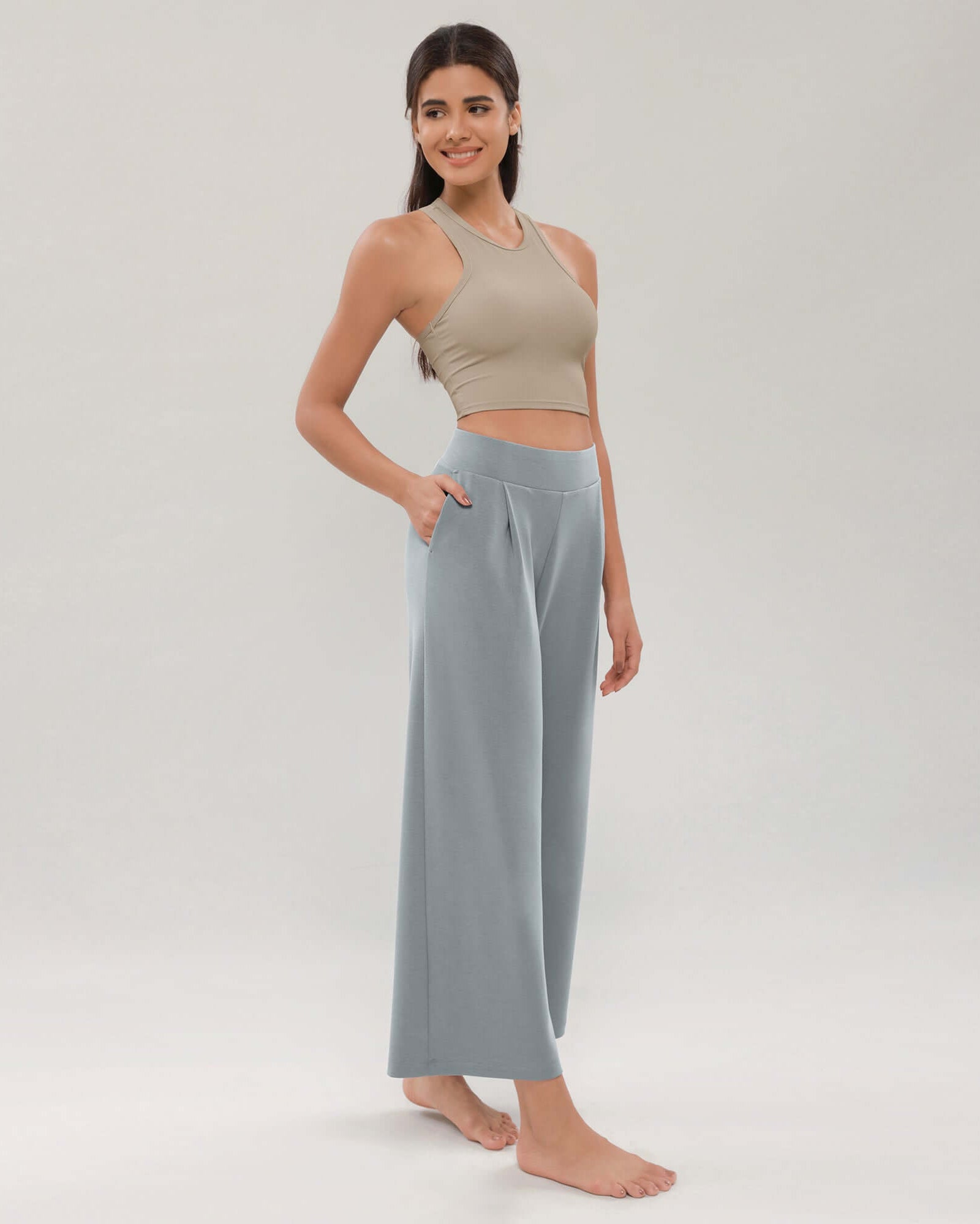 Modal Soft Wide Leg Cropped Casual Pants - ododos