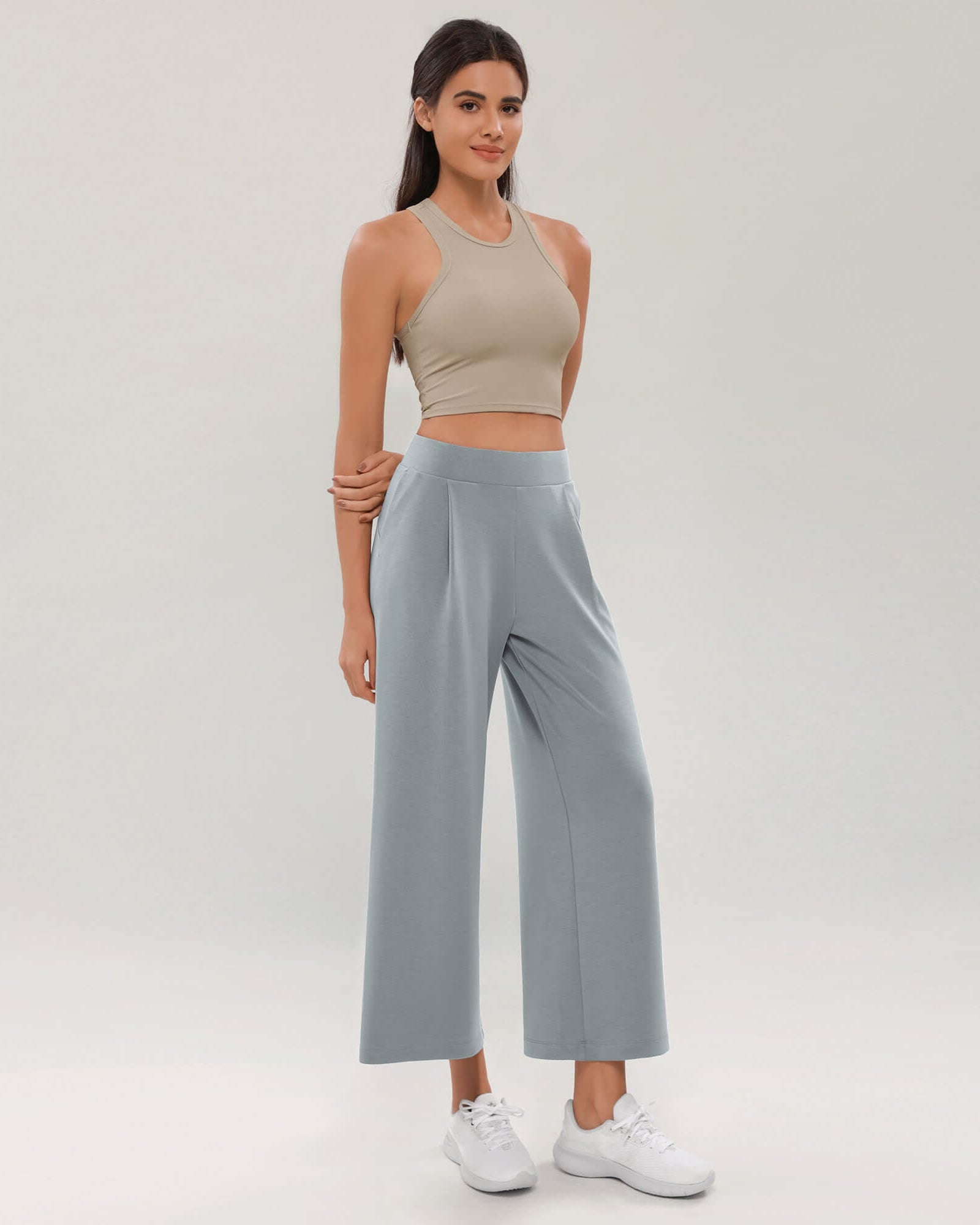 Modal Soft Wide Leg Cropped Casual Pants - ododos