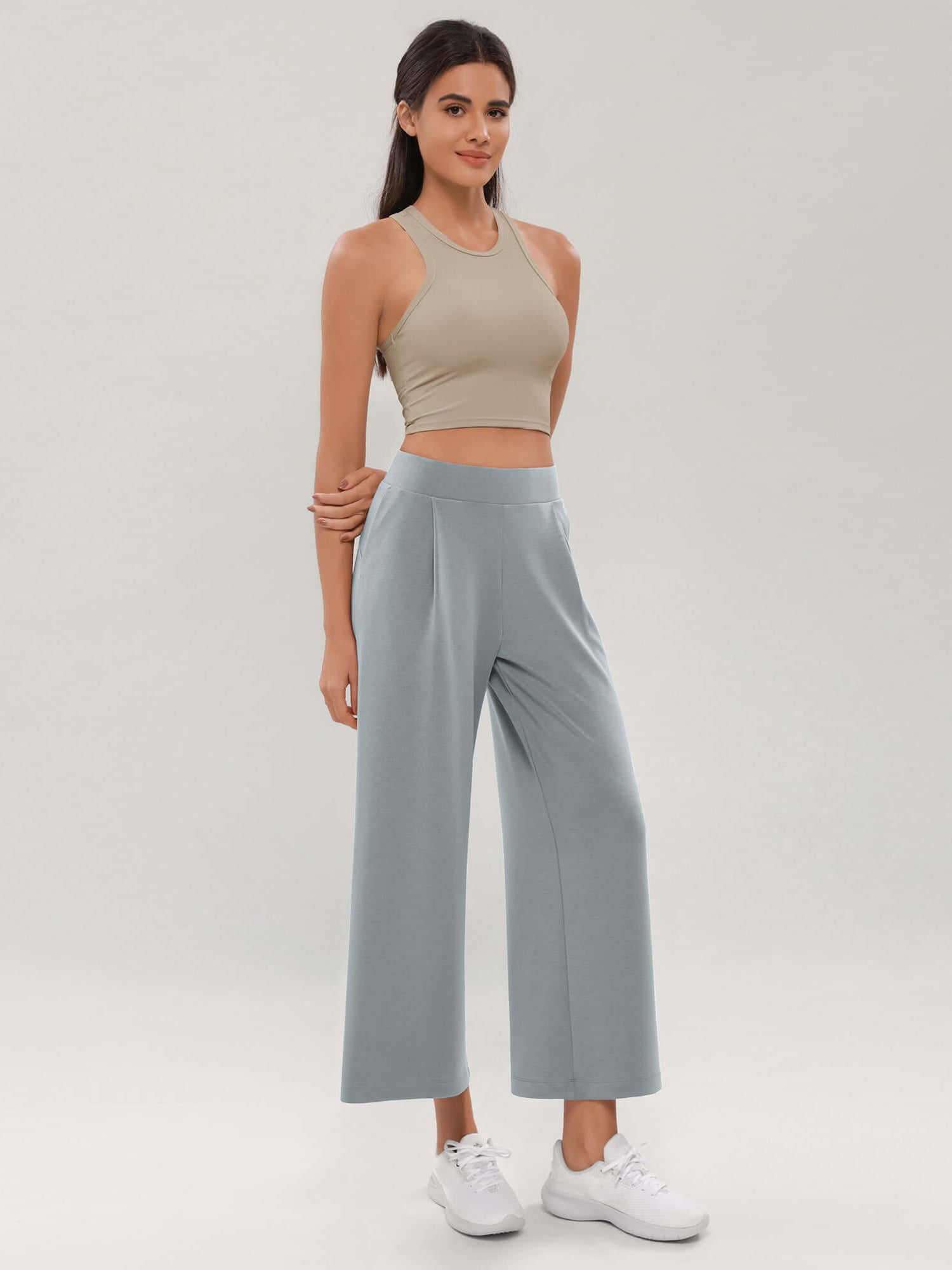 Modal Soft Wide Leg Cropped Casual Pants - ododos