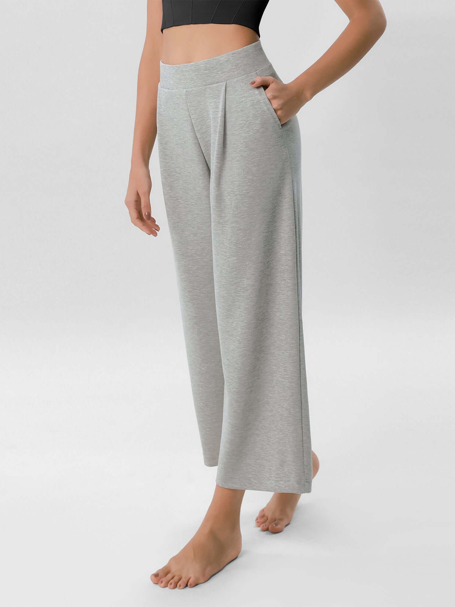 Modal Soft Wide Leg Cropped Casual Pants - ododos