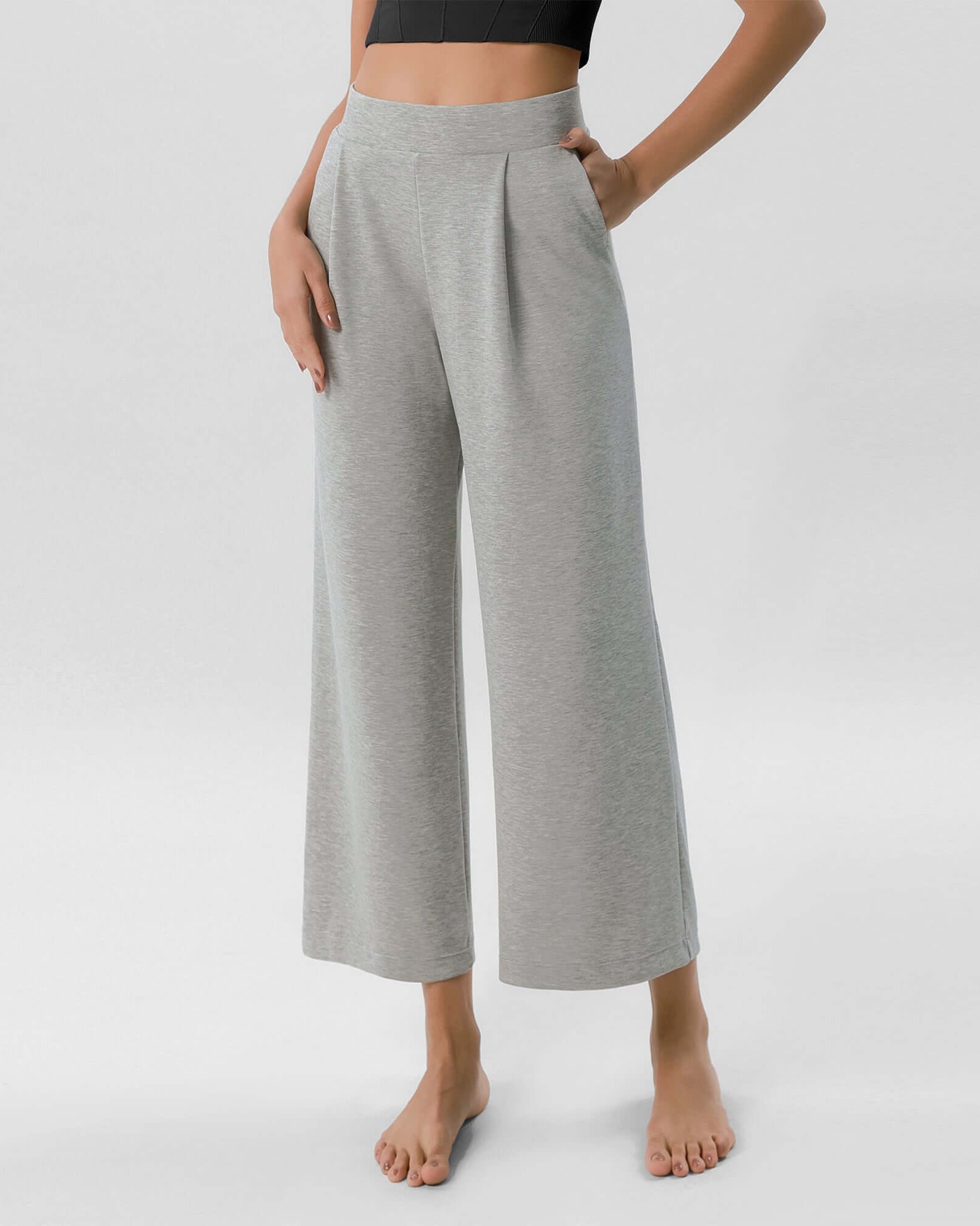 Modal Soft Wide Leg Cropped Casual Pants - ododos