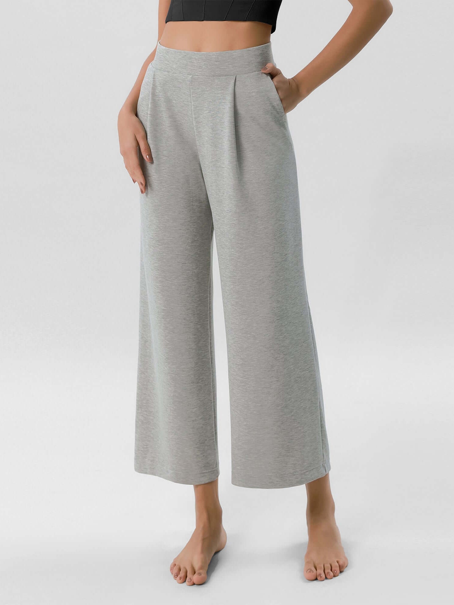 Modal Soft Wide Leg Cropped Casual Pants - ododos