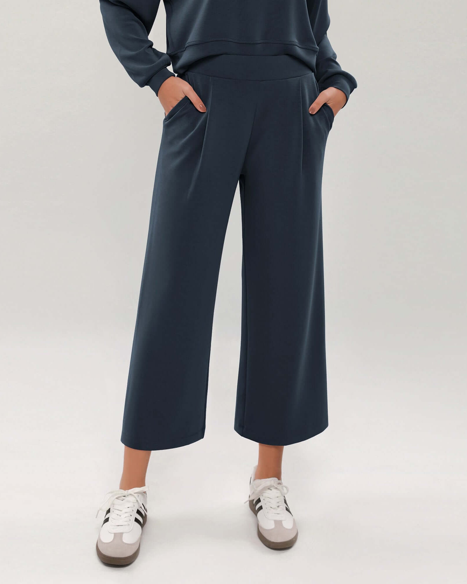 Modal Soft Wide Leg Cropped Casual Pants - ododos