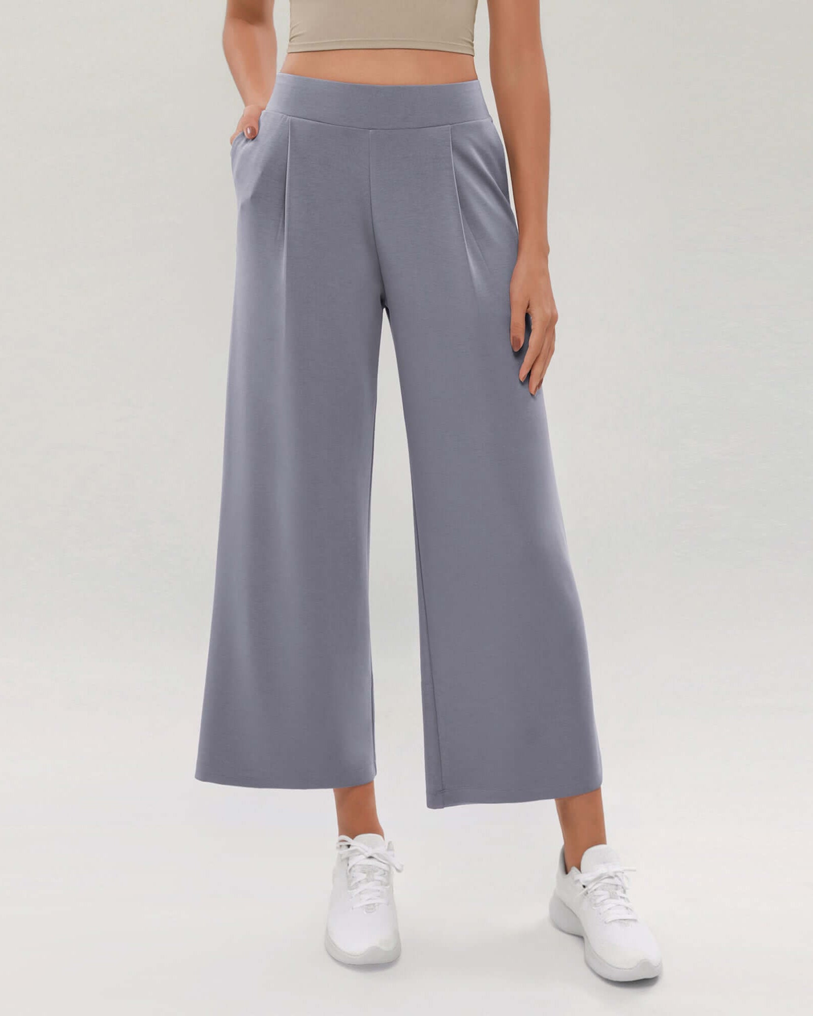 Modal Soft Wide Leg Cropped Casual Pants - ododos