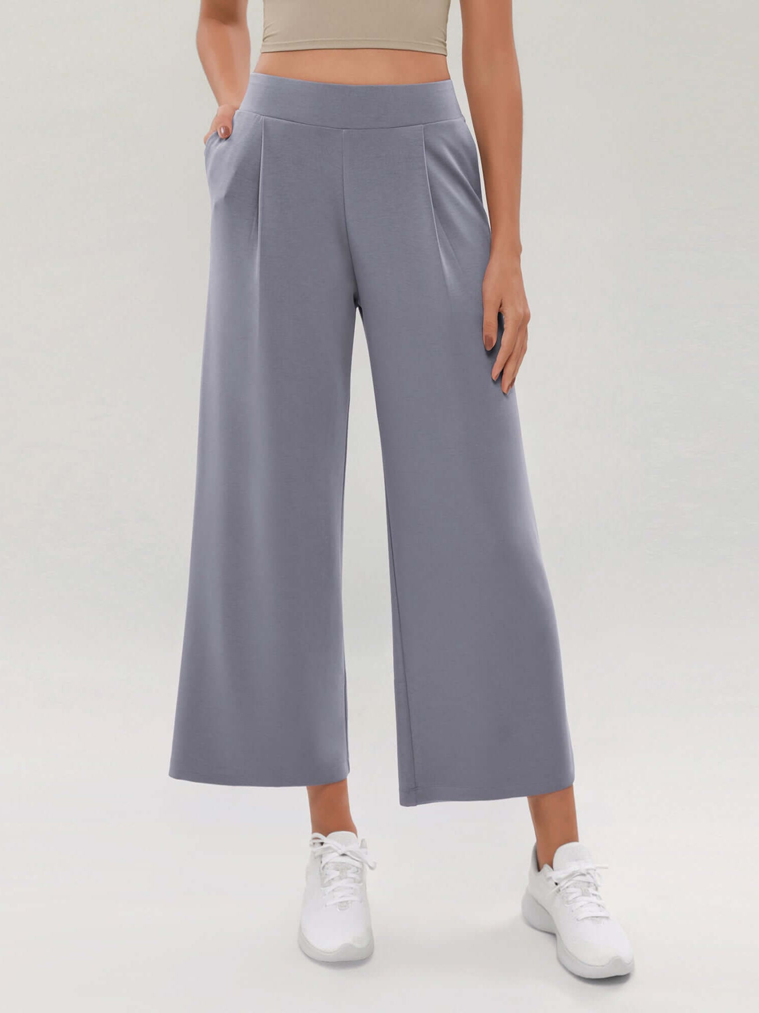 Modal Soft Wide Leg Cropped Casual Pants - ododos