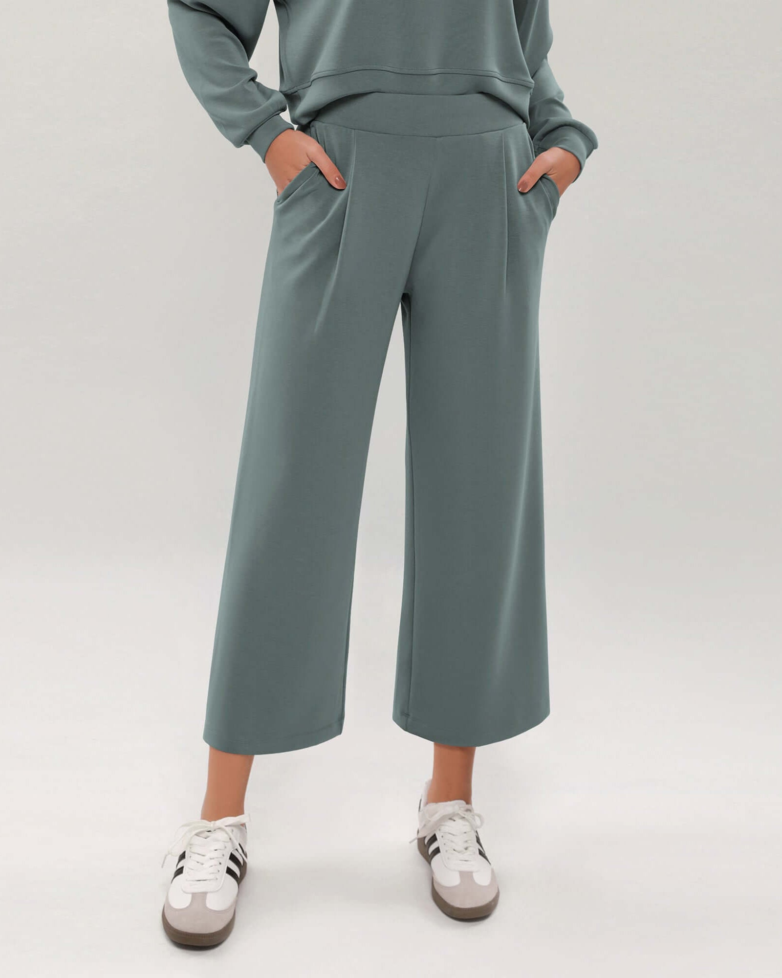 Modal Soft Wide Leg Cropped Casual Pants - ododos