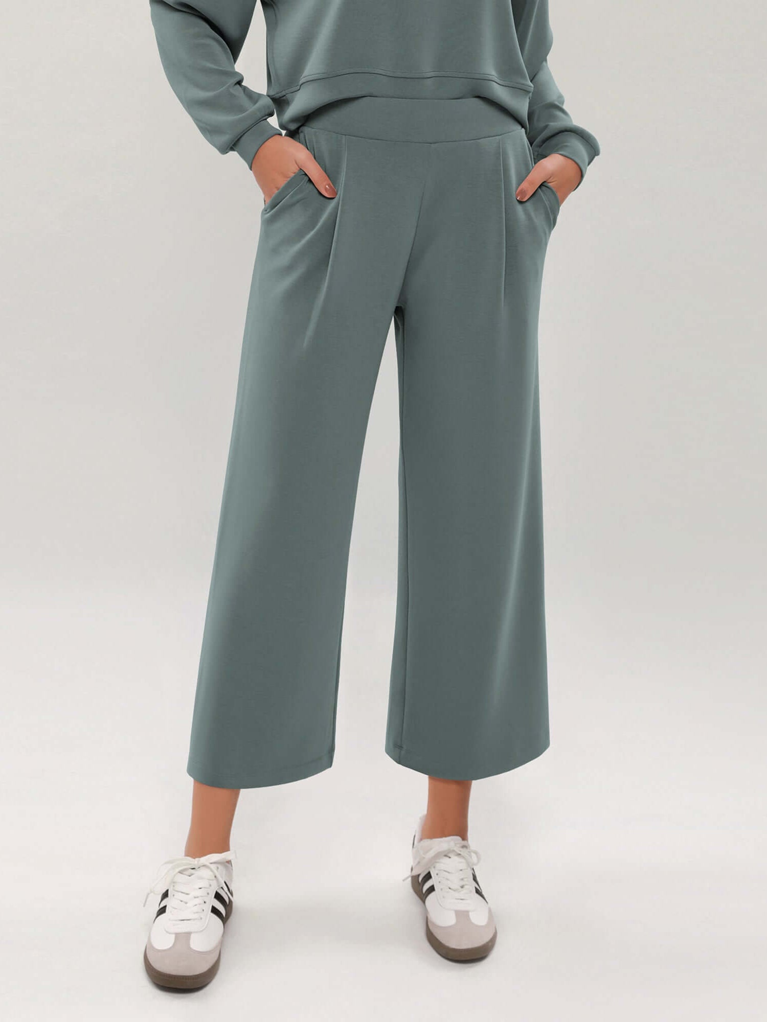 Modal Soft Wide Leg Cropped Casual Pants - ododos
