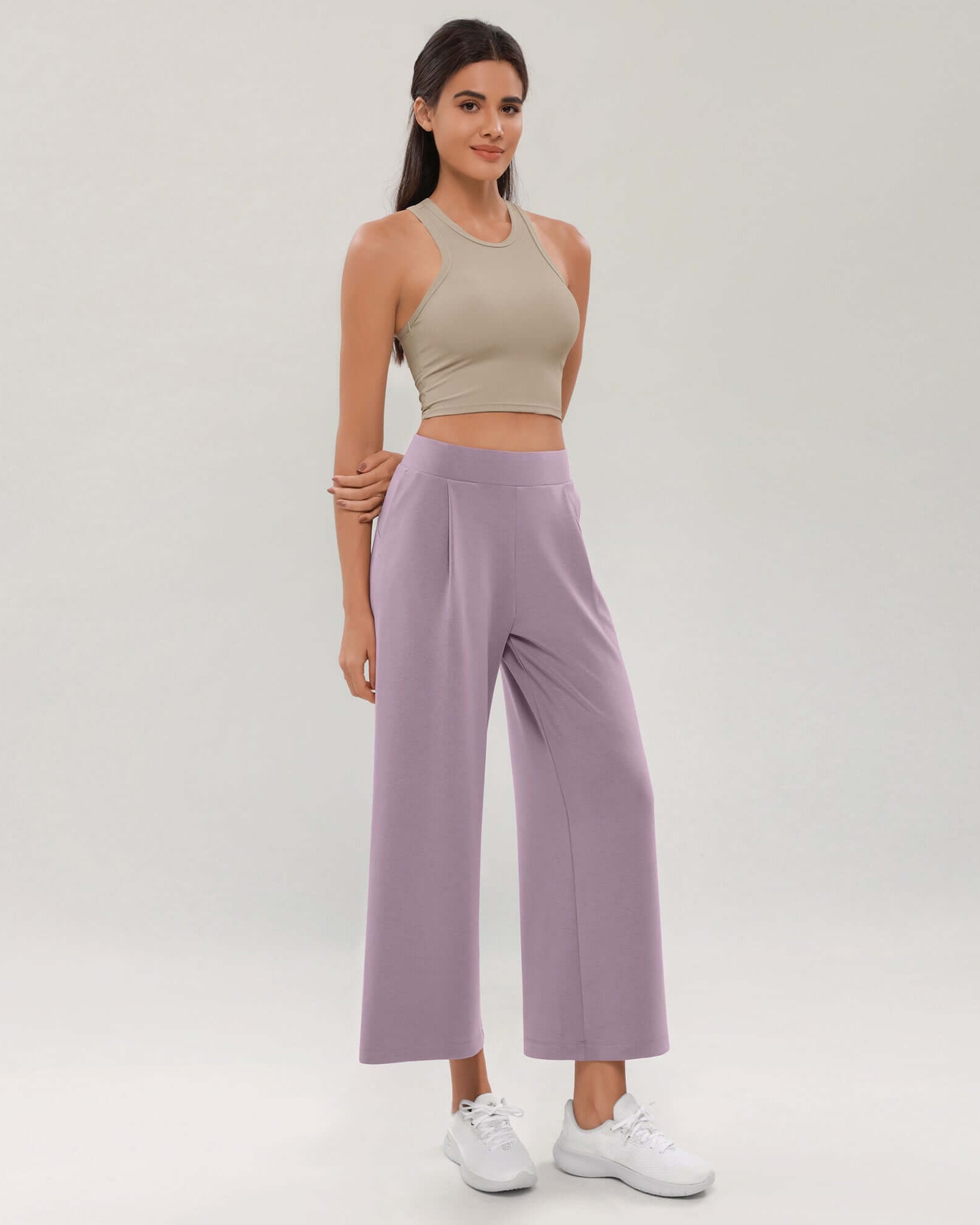 Modal Soft Wide Leg Cropped Casual Pants - ododos