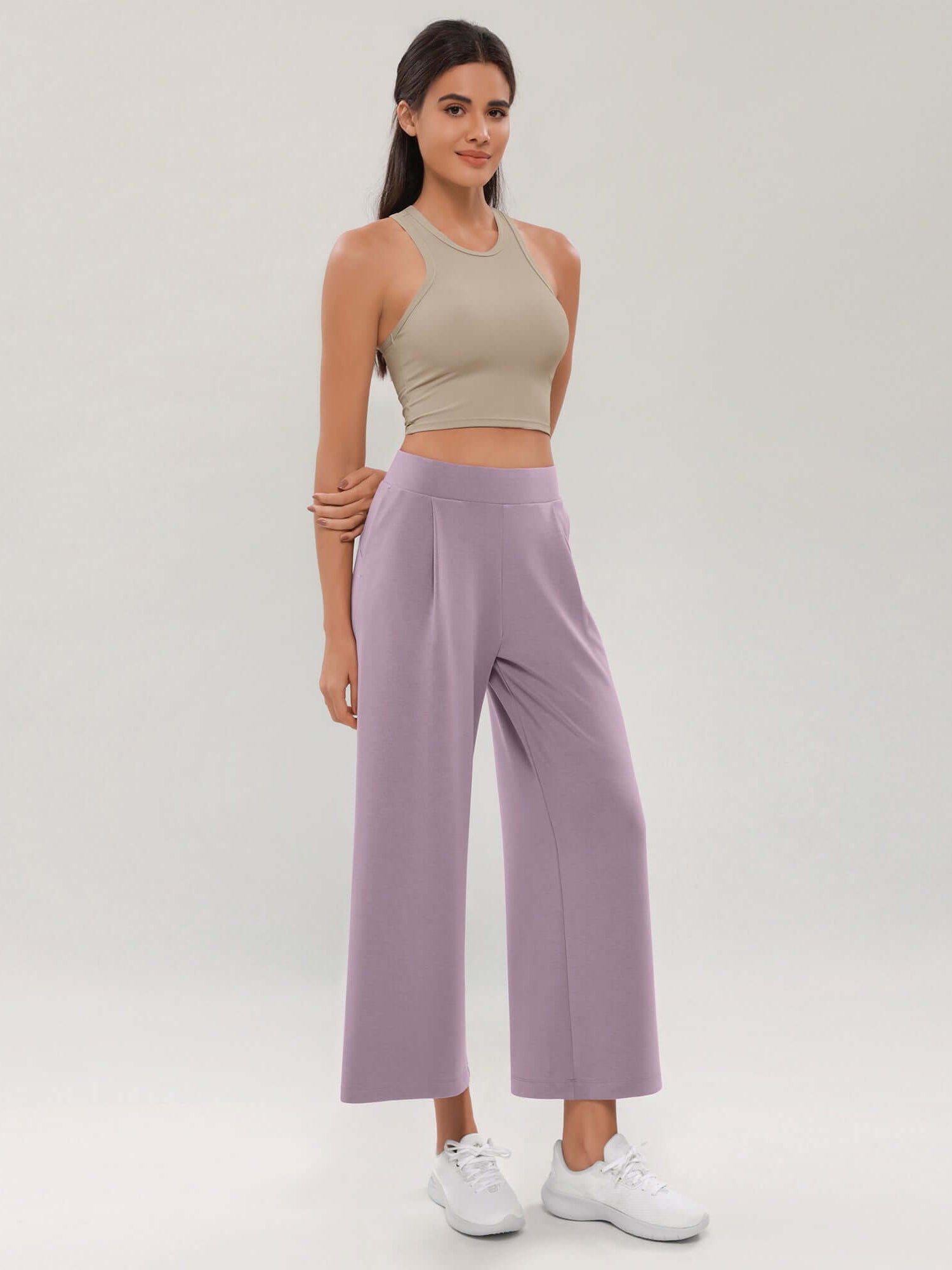 Modal Soft Wide Leg Cropped Casual Pants - ododos