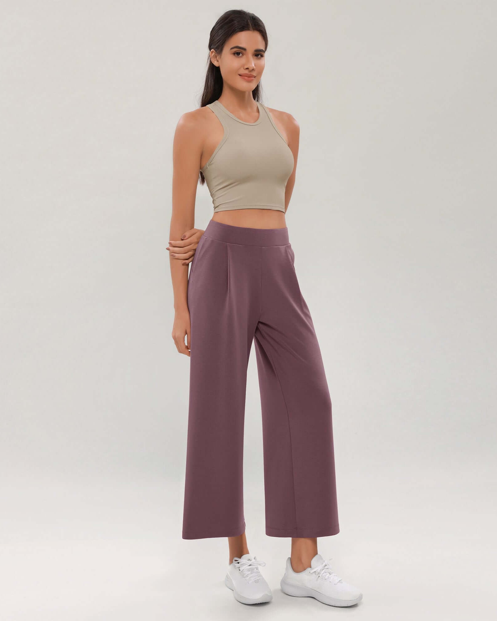 Modal Soft Wide Leg Cropped Casual Pants Tulipwood - ododos