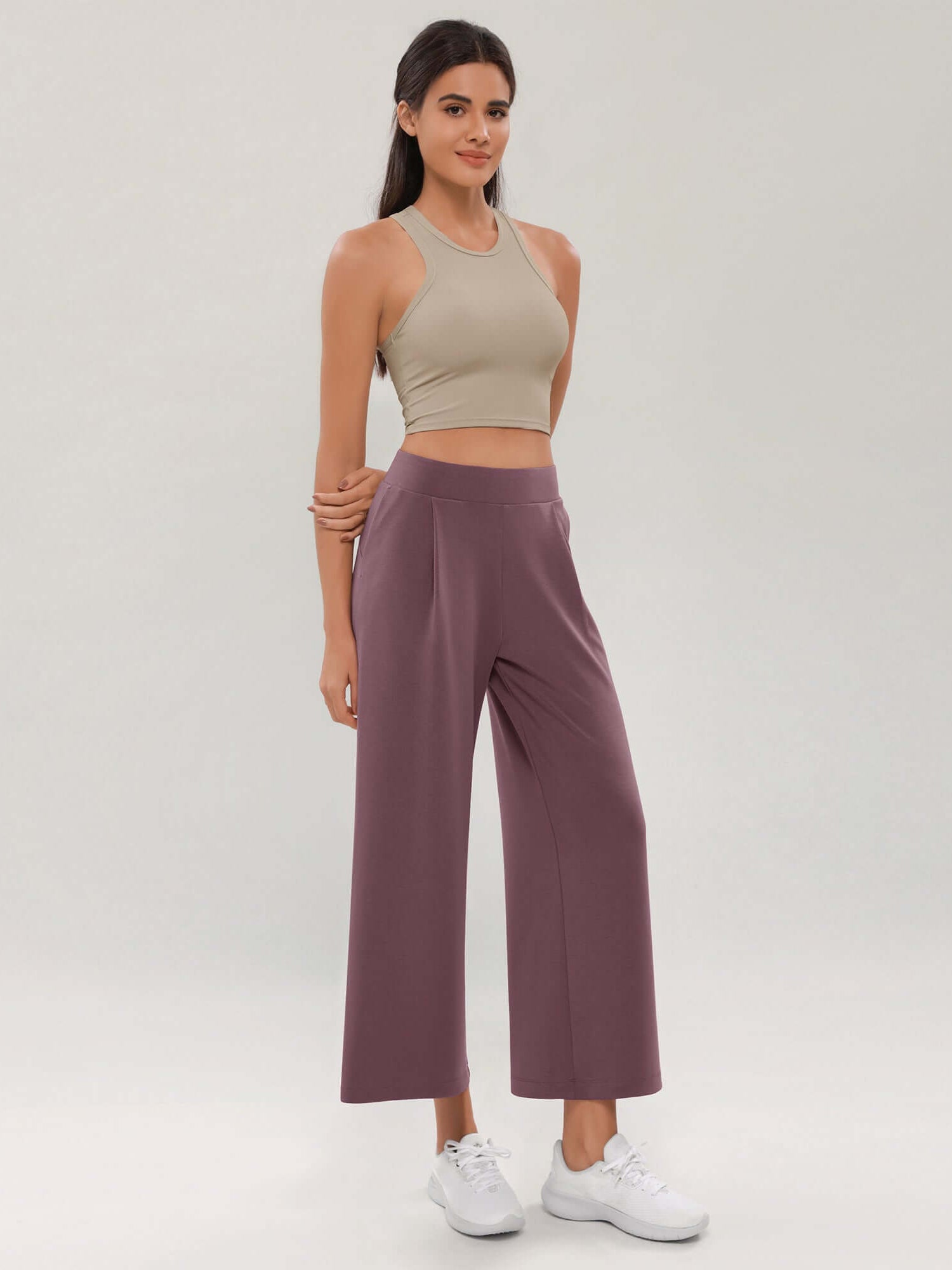 Modal Soft Wide Leg Cropped Casual Pants Tulipwood - ododos