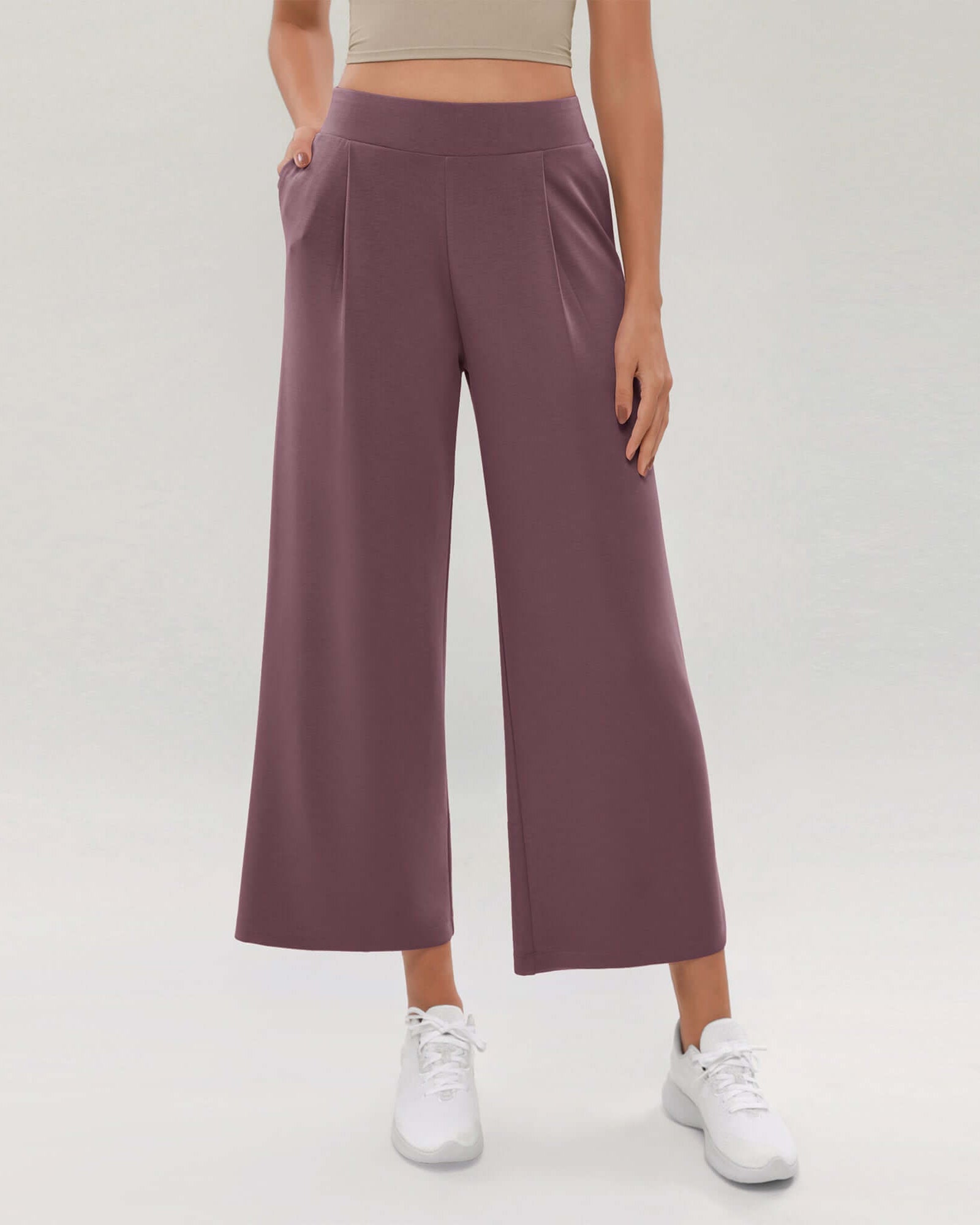 Modal Soft Wide Leg Cropped Casual Pants - ododos