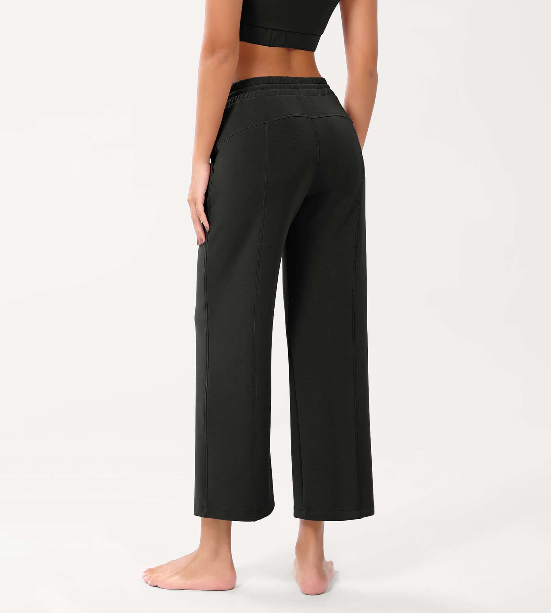 25 Adjustable Shockcord High Waist Casual Lounge Pants with Pockets - ododos