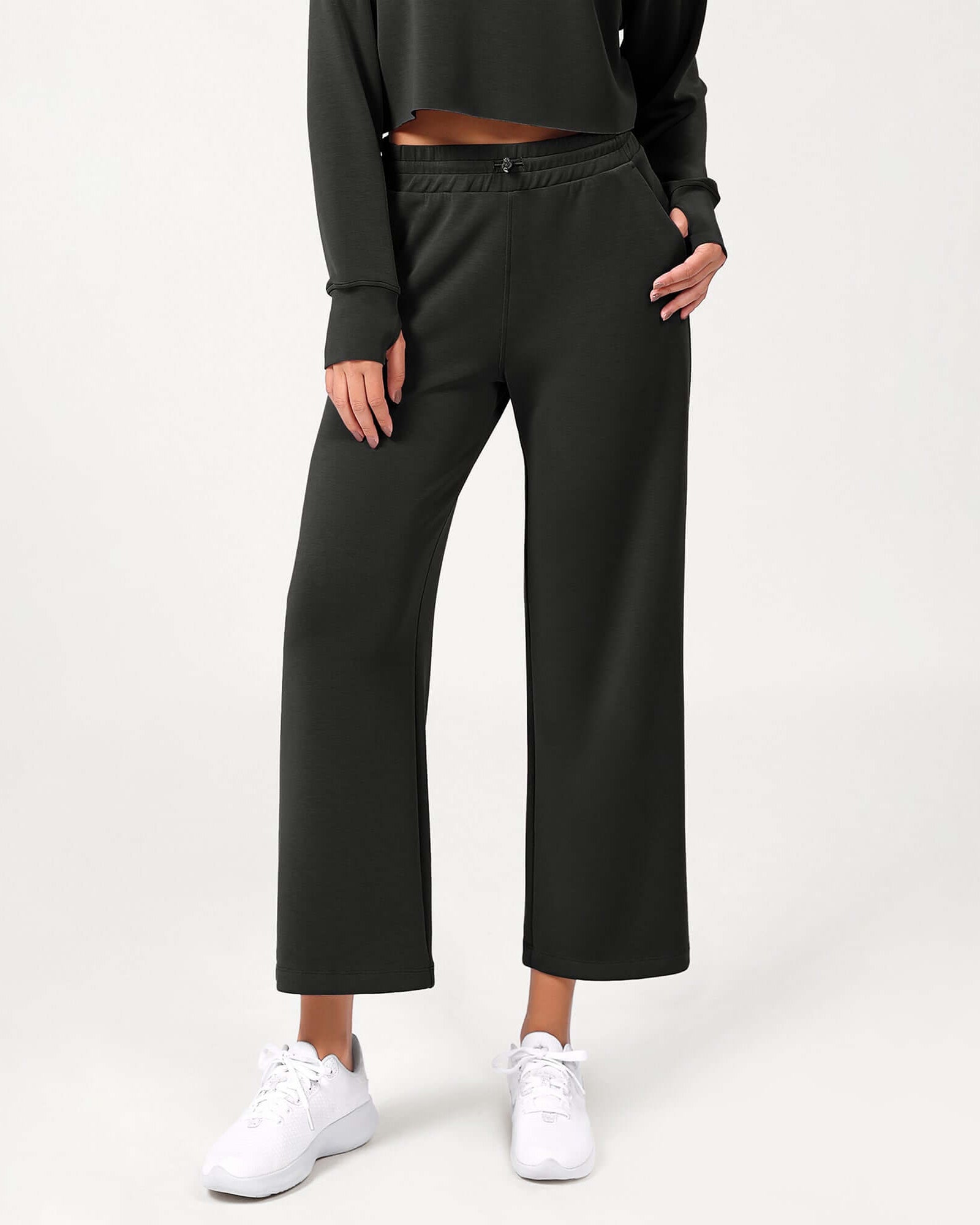 25 Adjustable Shockcord High Waist Casual Lounge Pants with Pockets - ododos