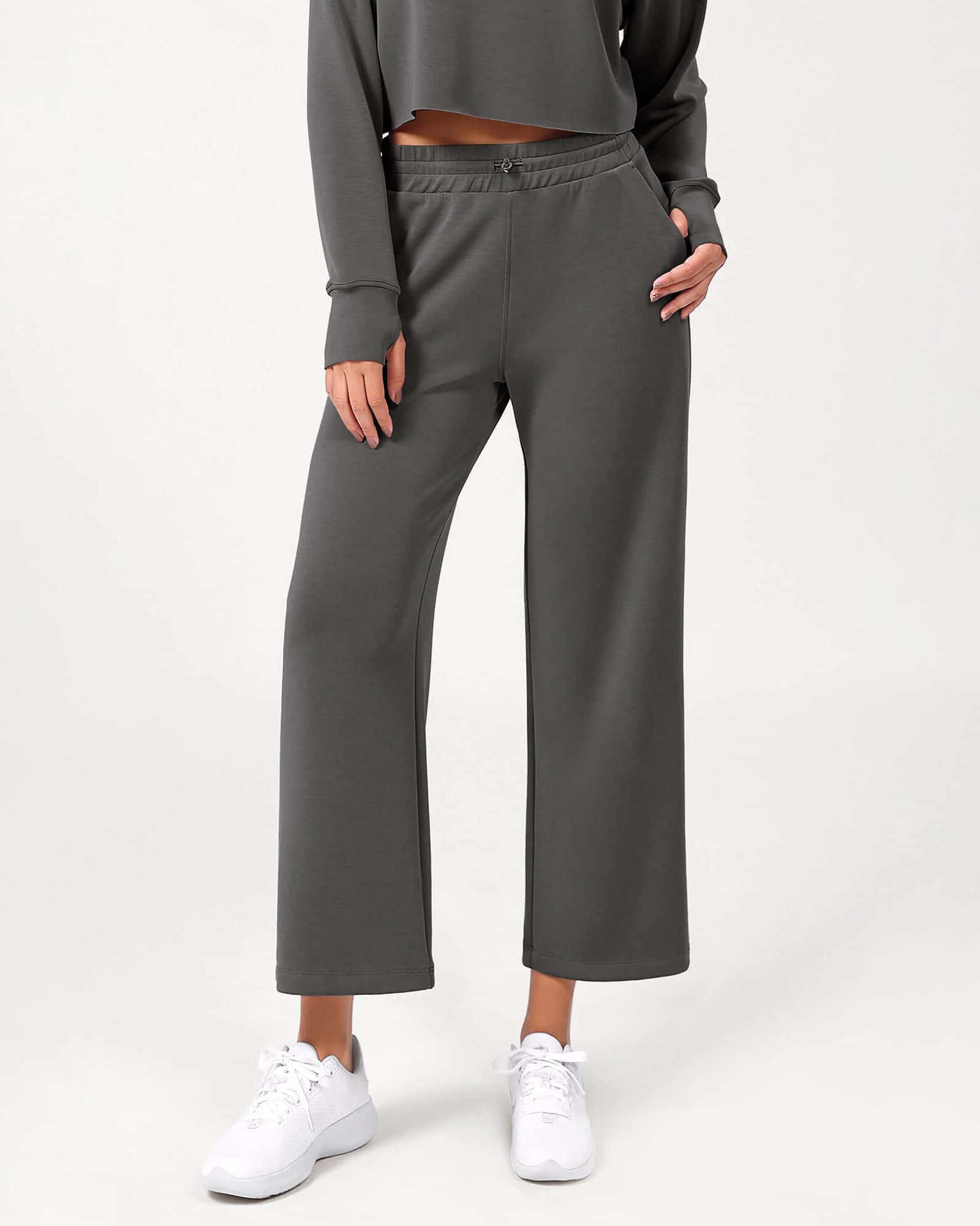 25 Adjustable Shockcord High Waist Casual Lounge Pants with Pockets - ododos