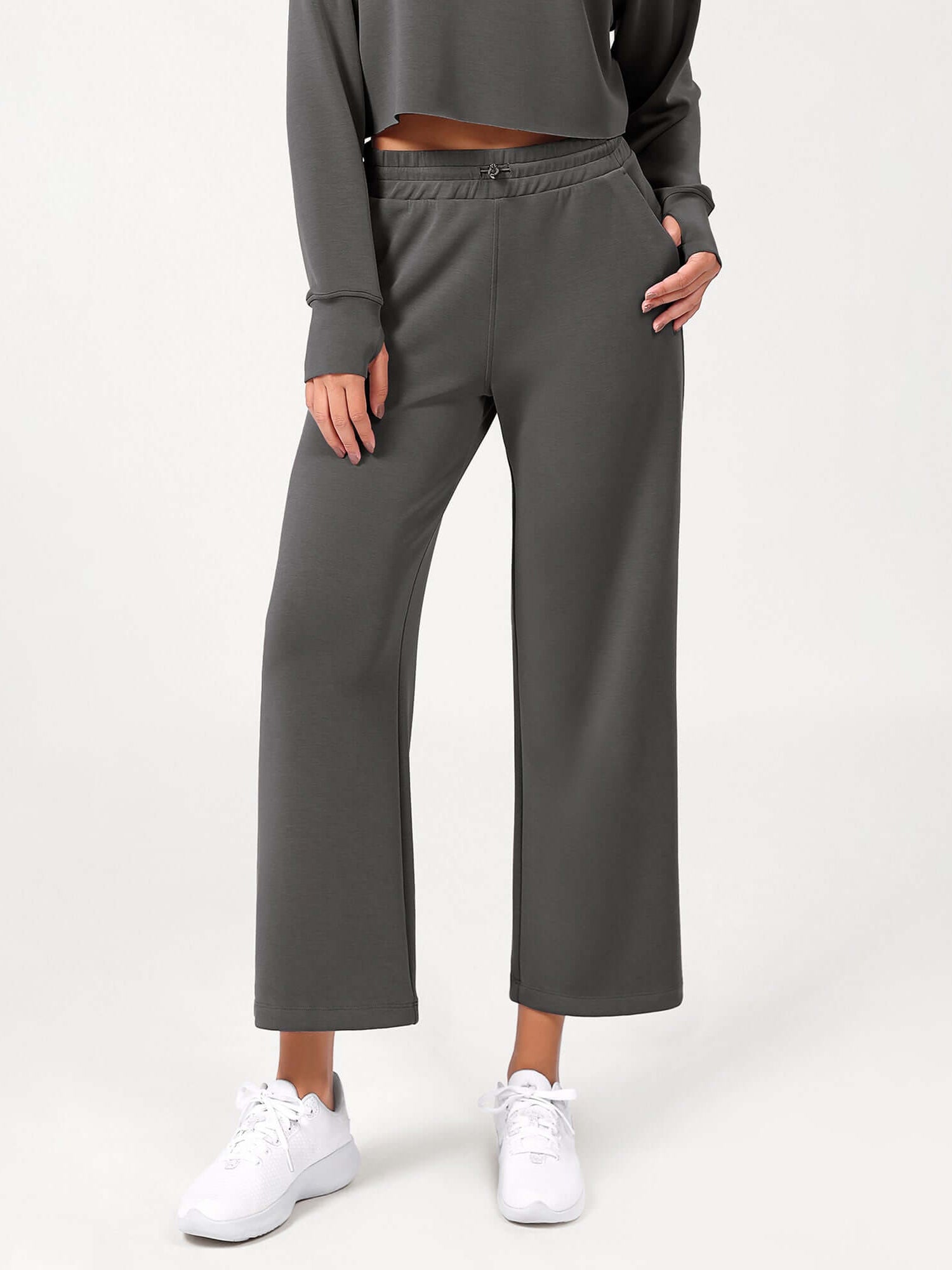 25 Adjustable Shockcord High Waist Casual Lounge Pants with Pockets - ododos