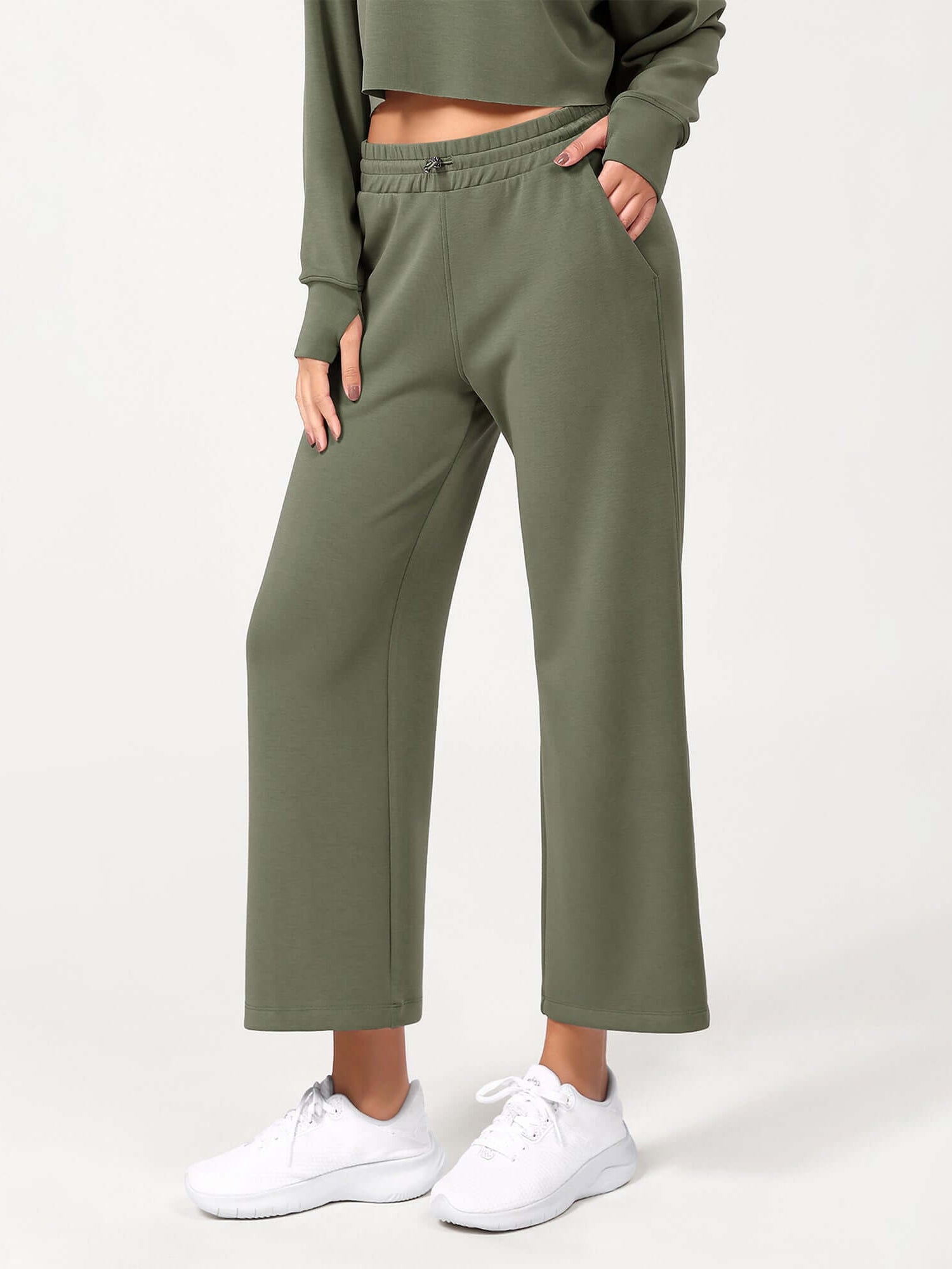 25 Adjustable Shockcord High Waist Casual Lounge Pants with Pockets - ododos